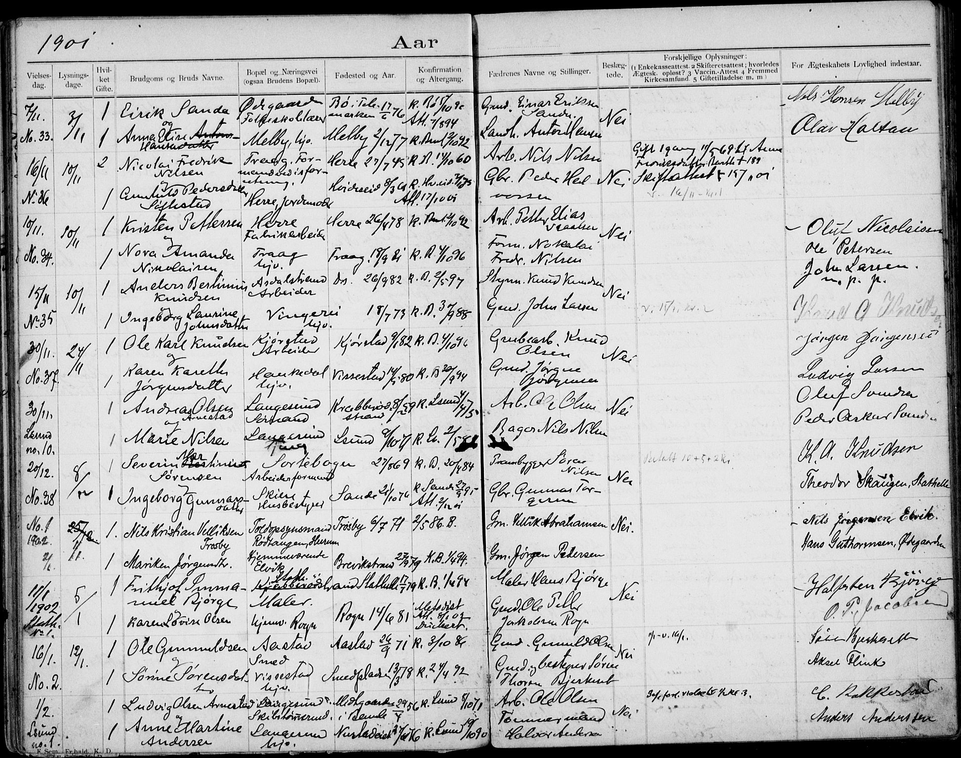 Bamble kirkebøker, AV/SAKO-A-253/H/Ha/L0001: Banns register no. 1, 1892-1920