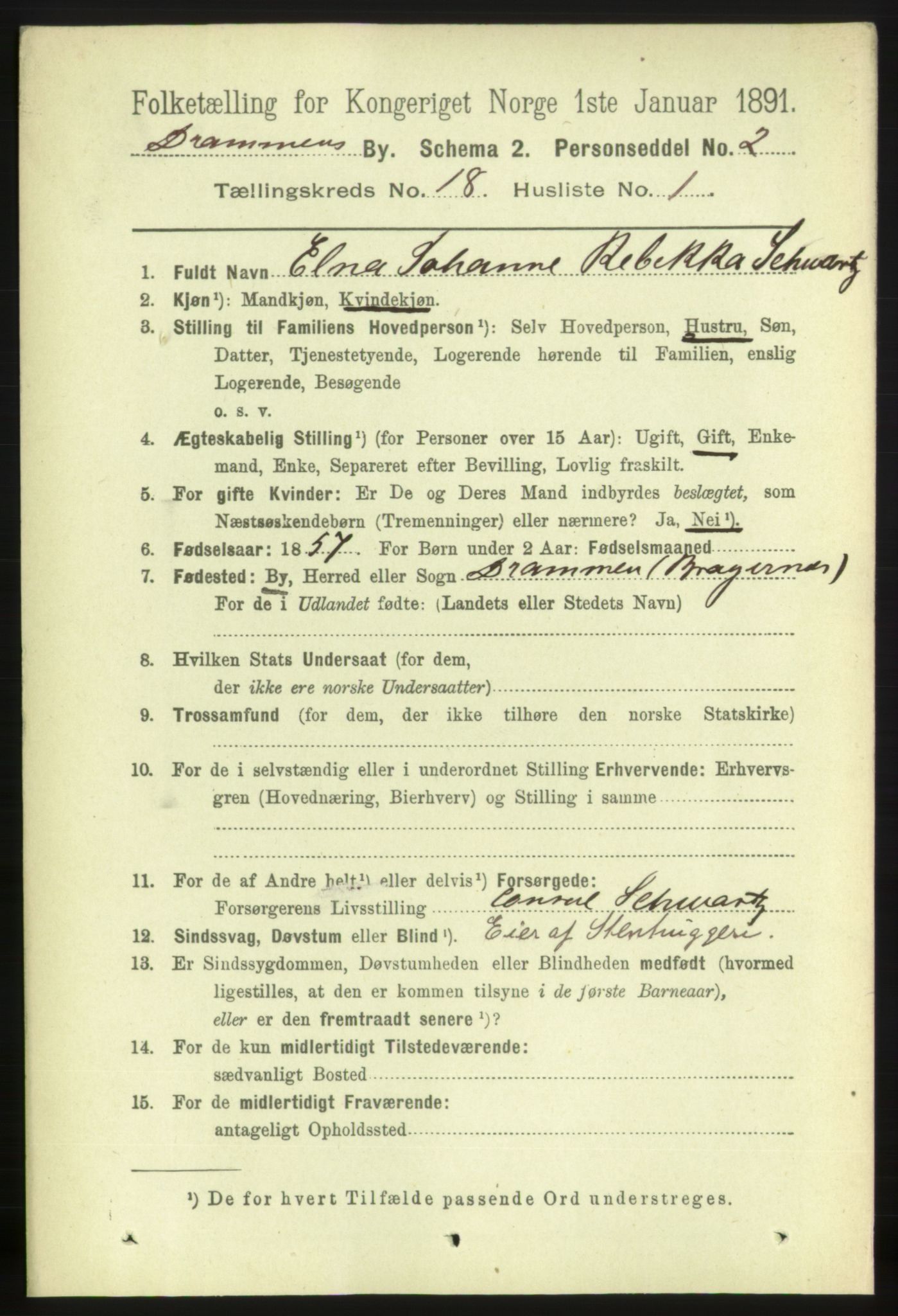 RA, 1891 census for 0602 Drammen, 1891, p. 11636