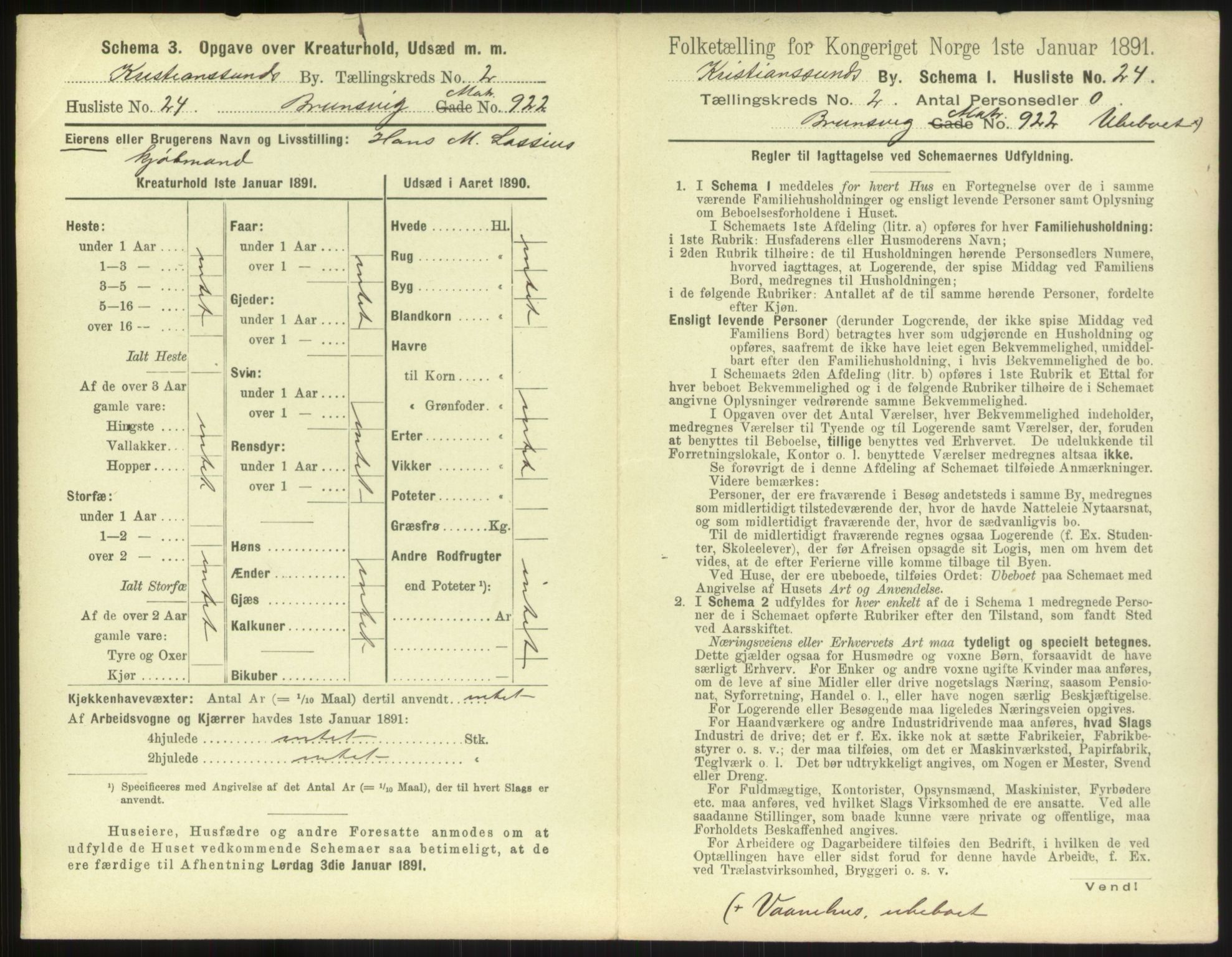 RA, 1891 census for 1503 Kristiansund, 1891, p. 198