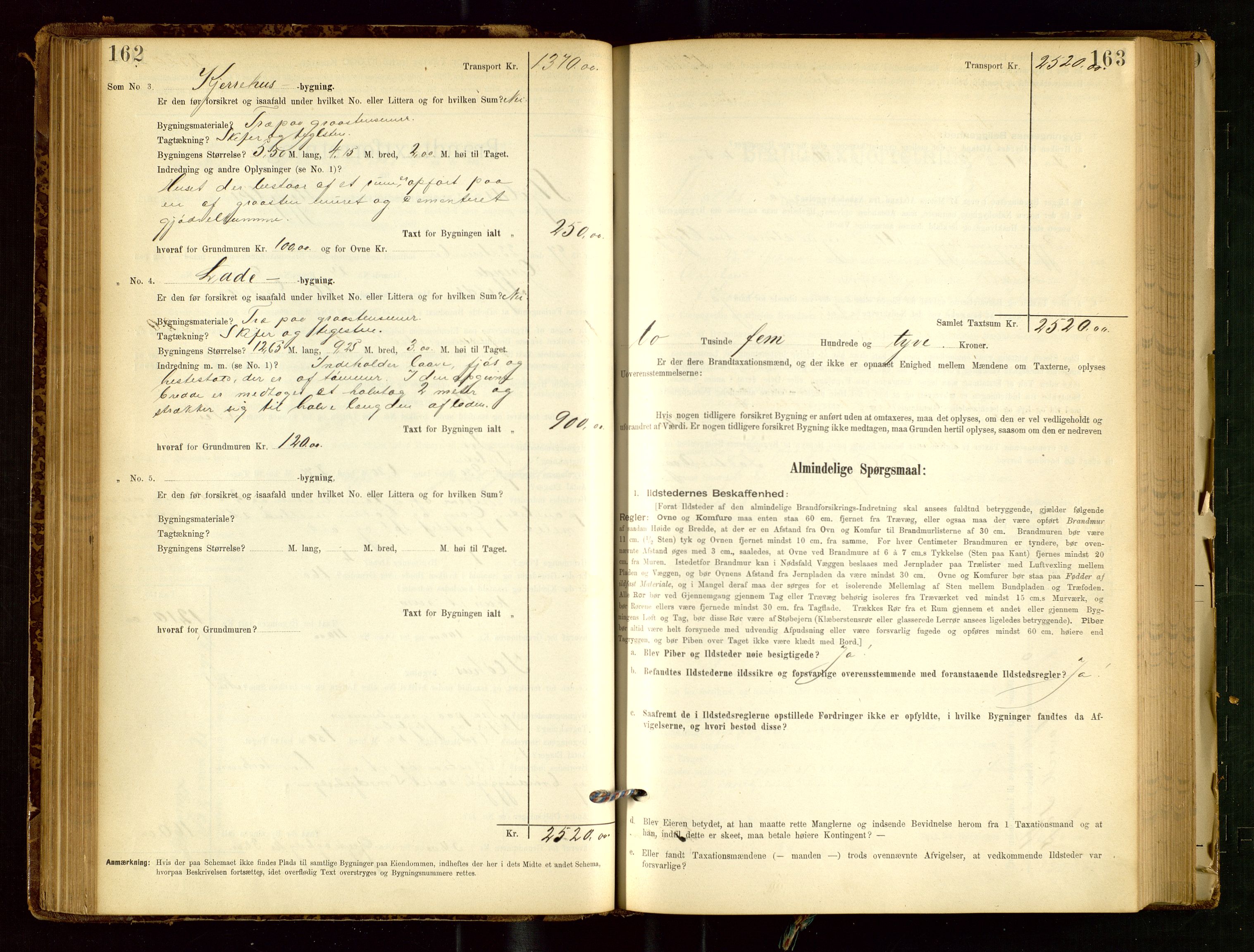 Skjold lensmannskontor, AV/SAST-A-100182/Gob/L0001: "Brandtaxationsprotokol for Skjold Lensmandsdistrikt Ryfylke Fogderi", 1894-1939, p. 162-163