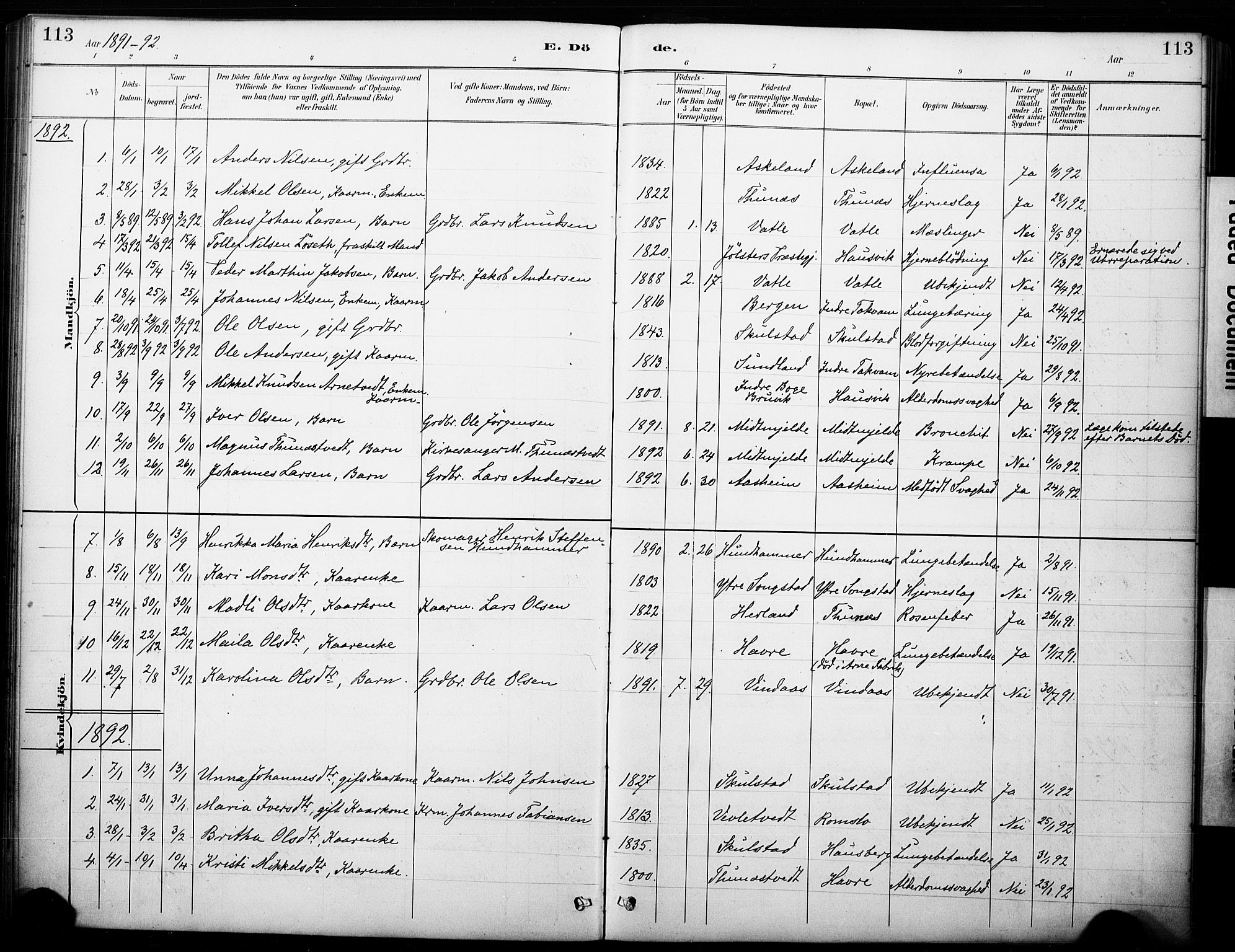 Haus sokneprestembete, SAB/A-75601/H/Haa: Parish register (official) no. B 1, 1887-1898, p. 113