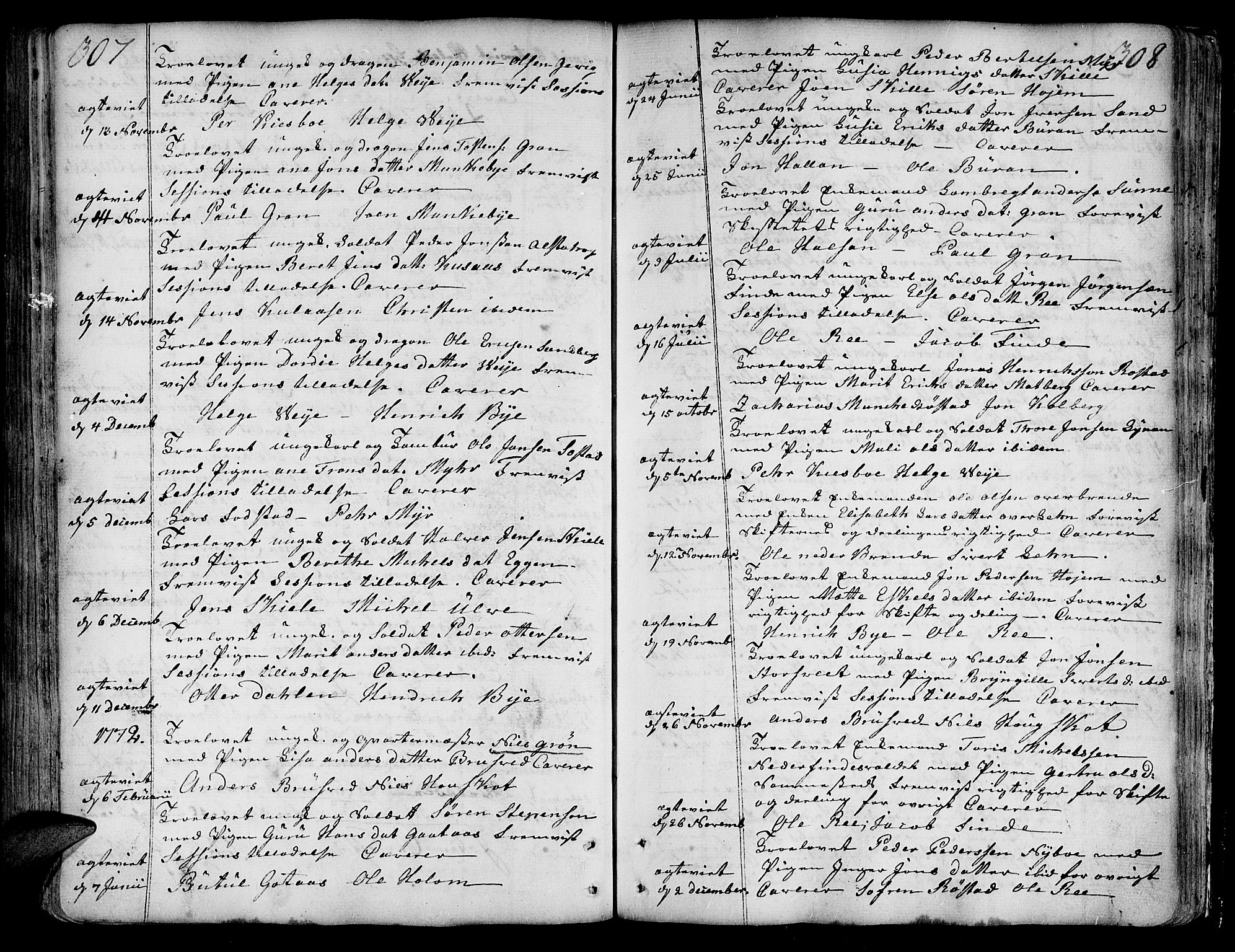 Ministerialprotokoller, klokkerbøker og fødselsregistre - Nord-Trøndelag, SAT/A-1458/717/L0141: Parish register (official) no. 717A01, 1747-1803, p. 307-308