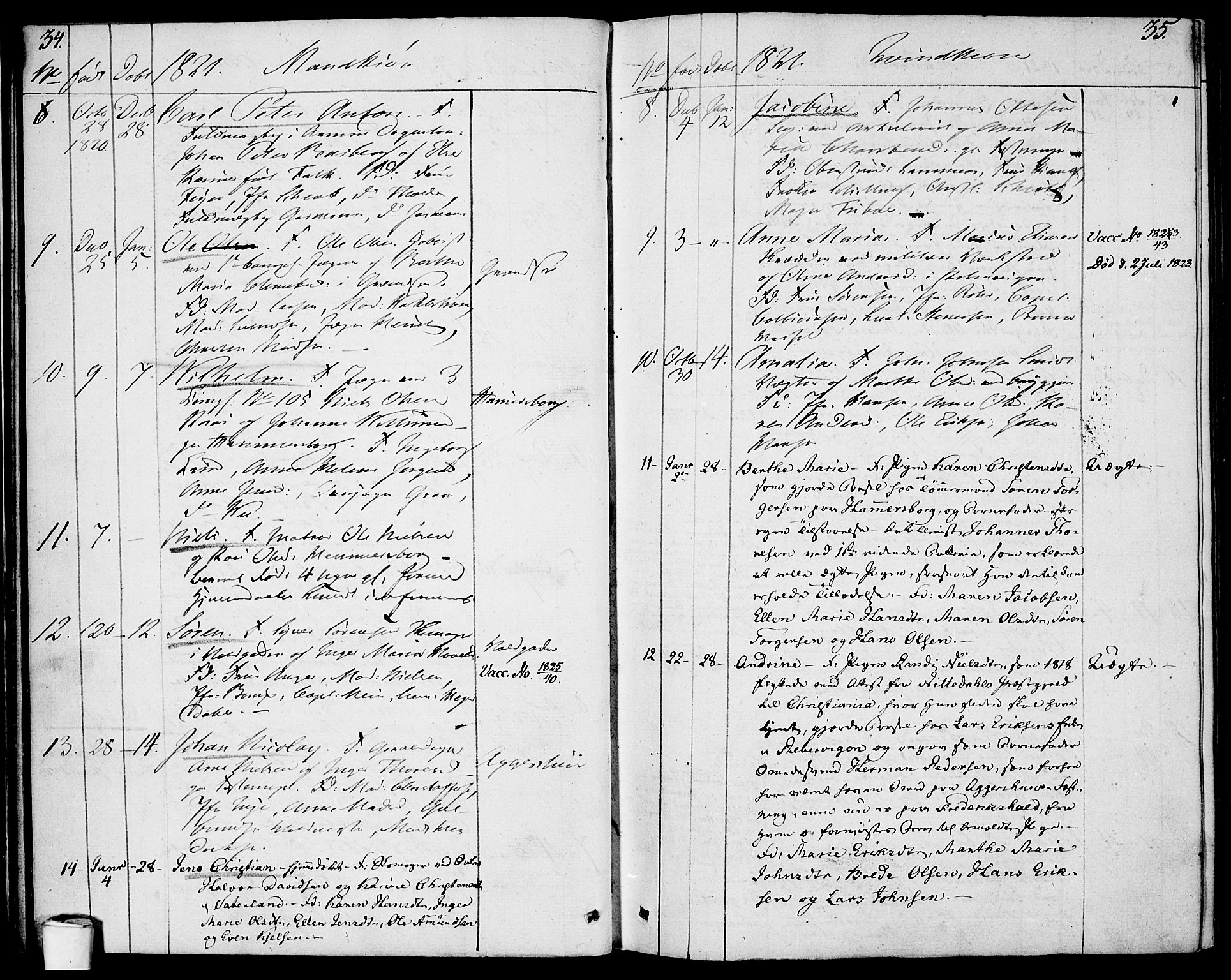 Garnisonsmenigheten Kirkebøker, SAO/A-10846/F/Fa/L0004: Parish register (official) no. 4, 1820-1828, p. 34-35