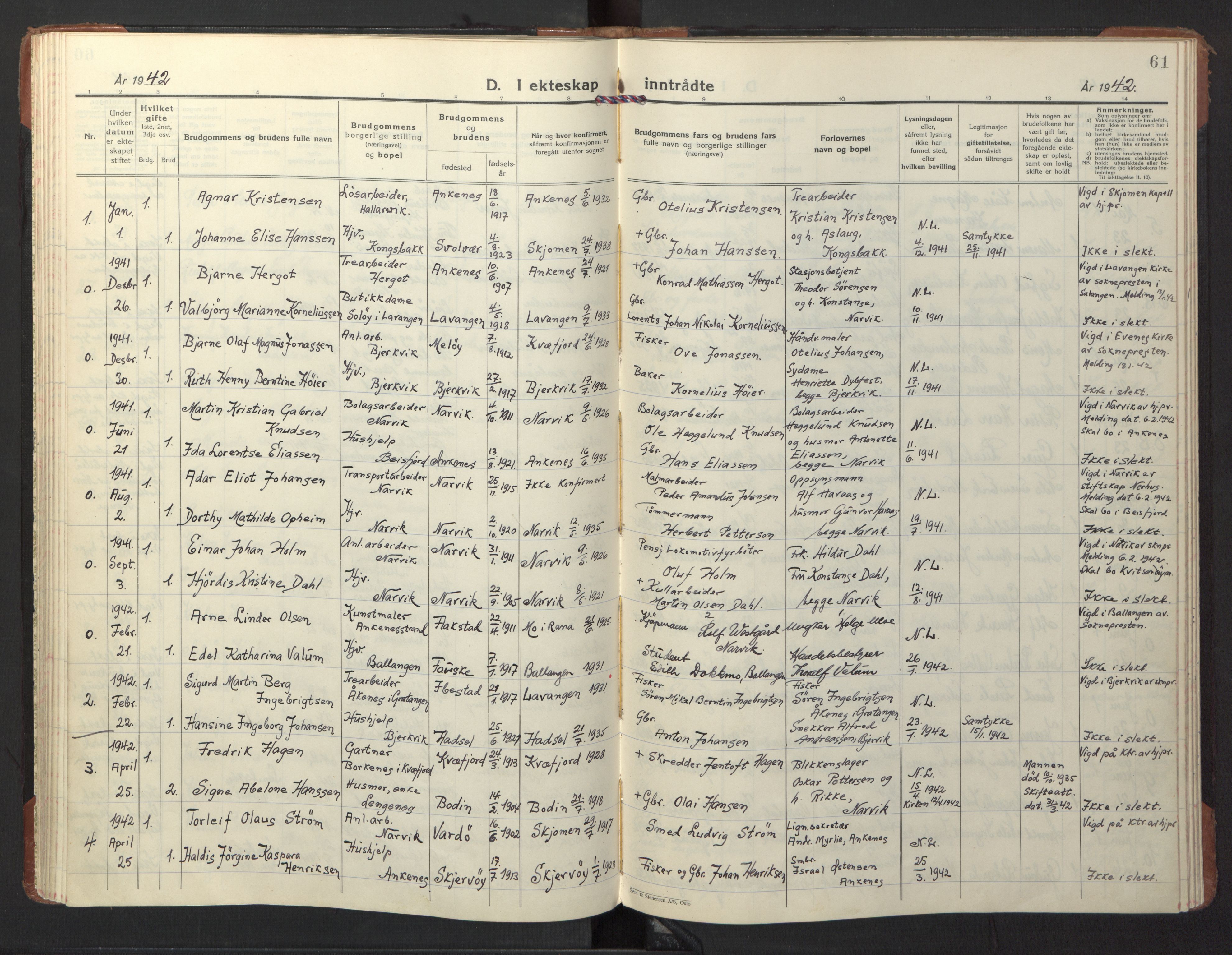 Ministerialprotokoller, klokkerbøker og fødselsregistre - Nordland, AV/SAT-A-1459/866/L0948: Parish register (official) no. 866A11, 1929-1949, p. 61