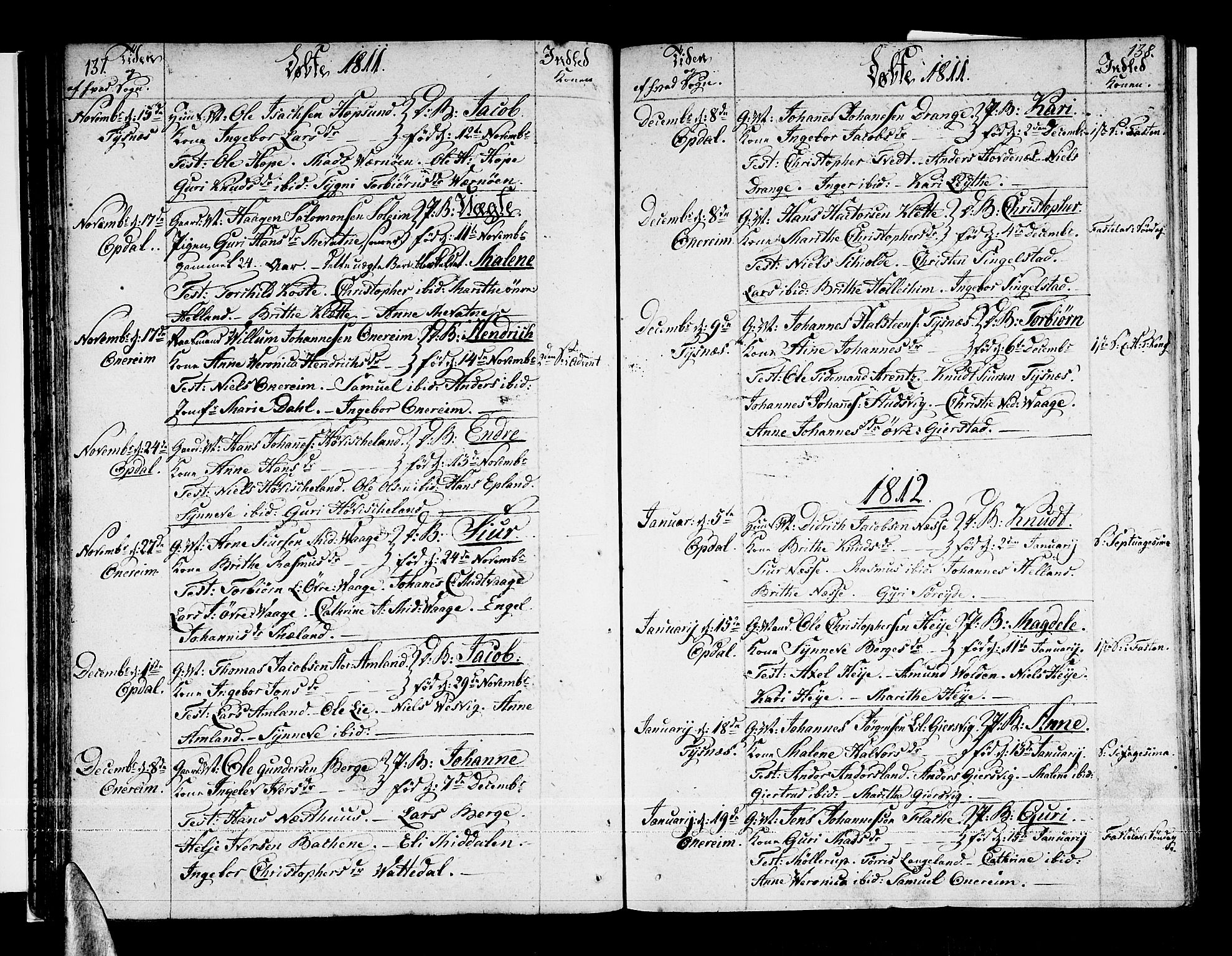Tysnes sokneprestembete, SAB/A-78601/H/Haa: Parish register (official) no. A 6, 1804-1816, p. 137-138