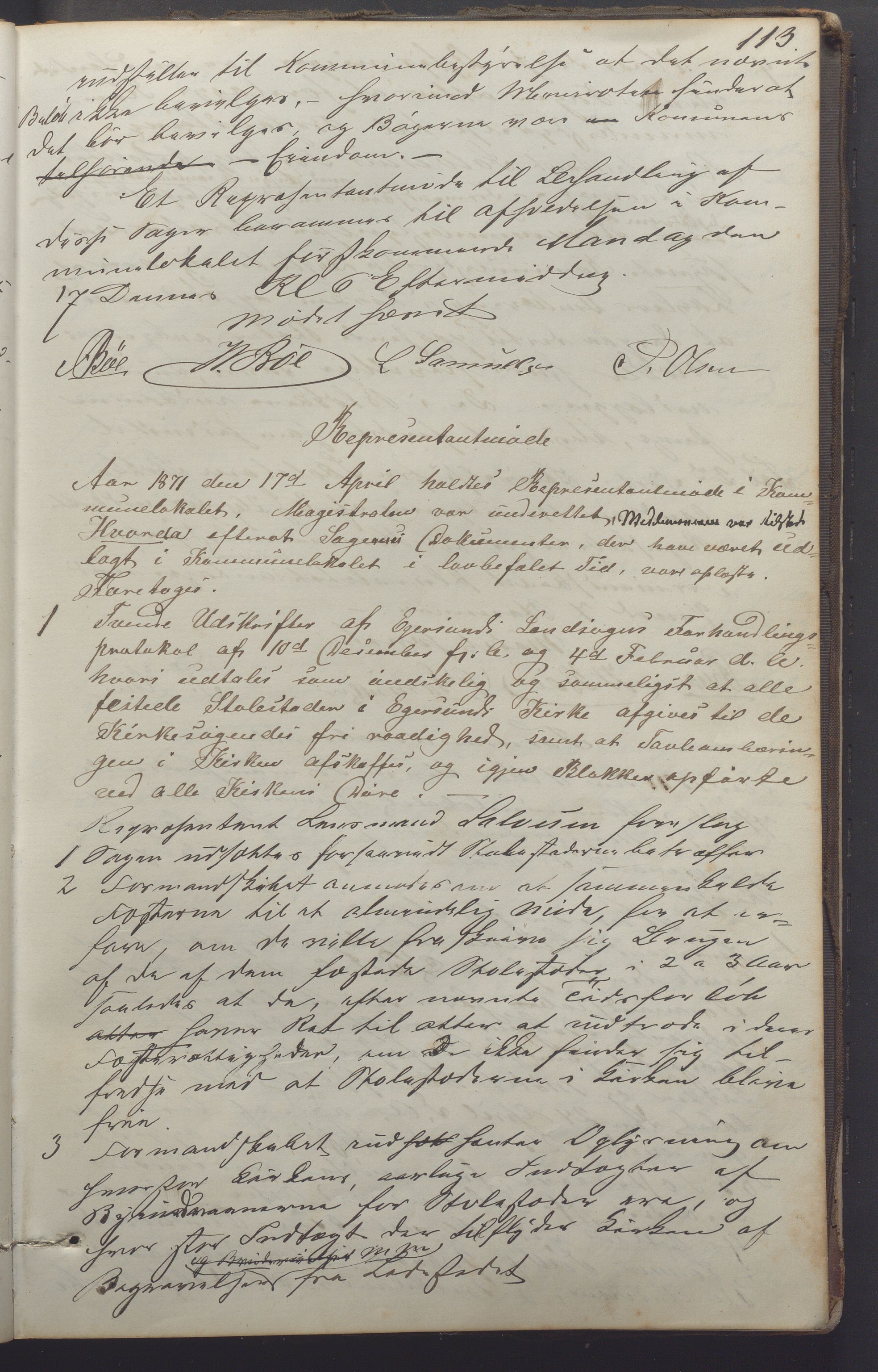 Egersund kommune (Ladested) - Formannskapet, IKAR/K-100502/A/L0003: Forhandlingsprotokoll, 1866-1878, p. 113a