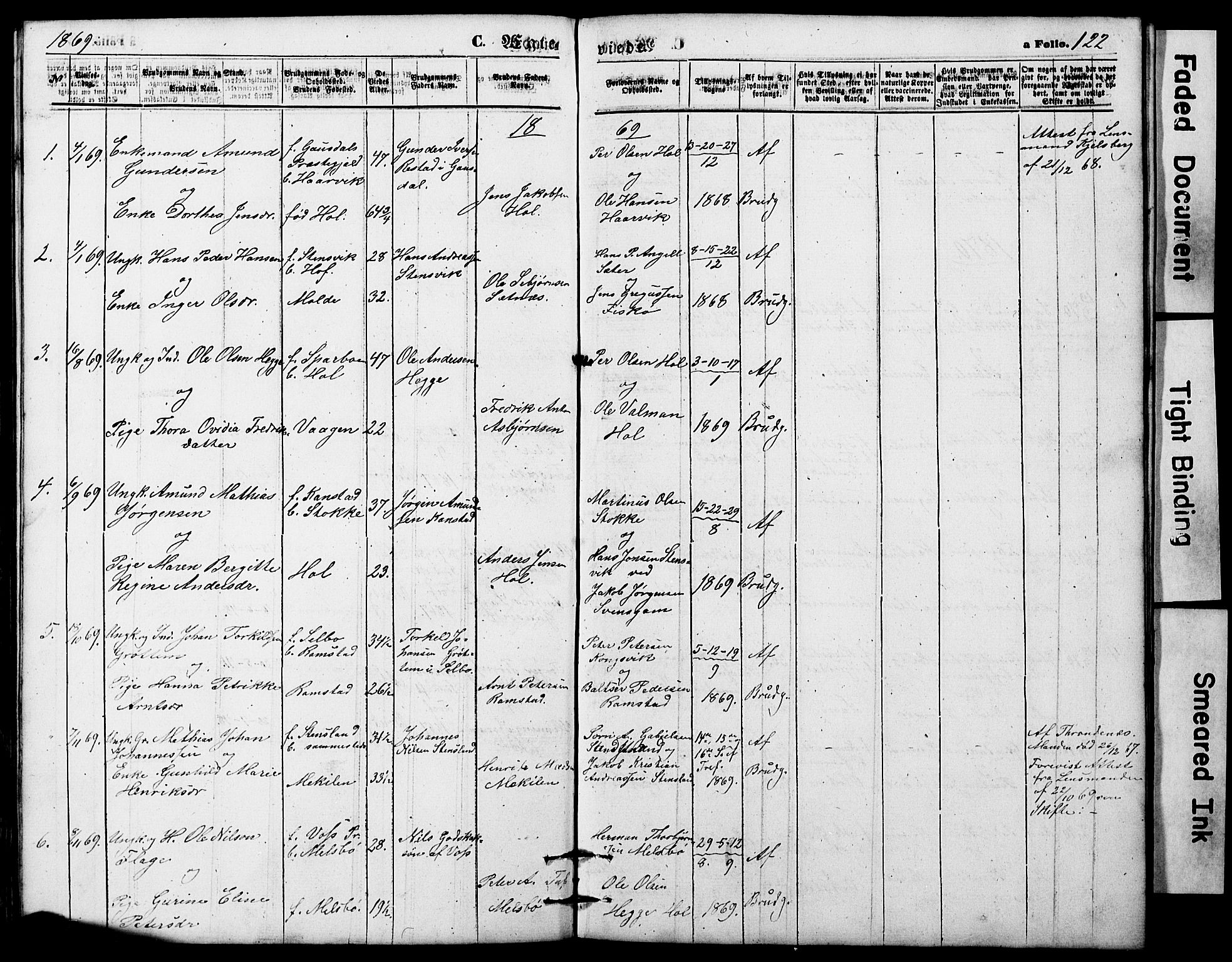 Ministerialprotokoller, klokkerbøker og fødselsregistre - Nordland, AV/SAT-A-1459/865/L0930: Parish register (copy) no. 865C02, 1866-1884, p. 122