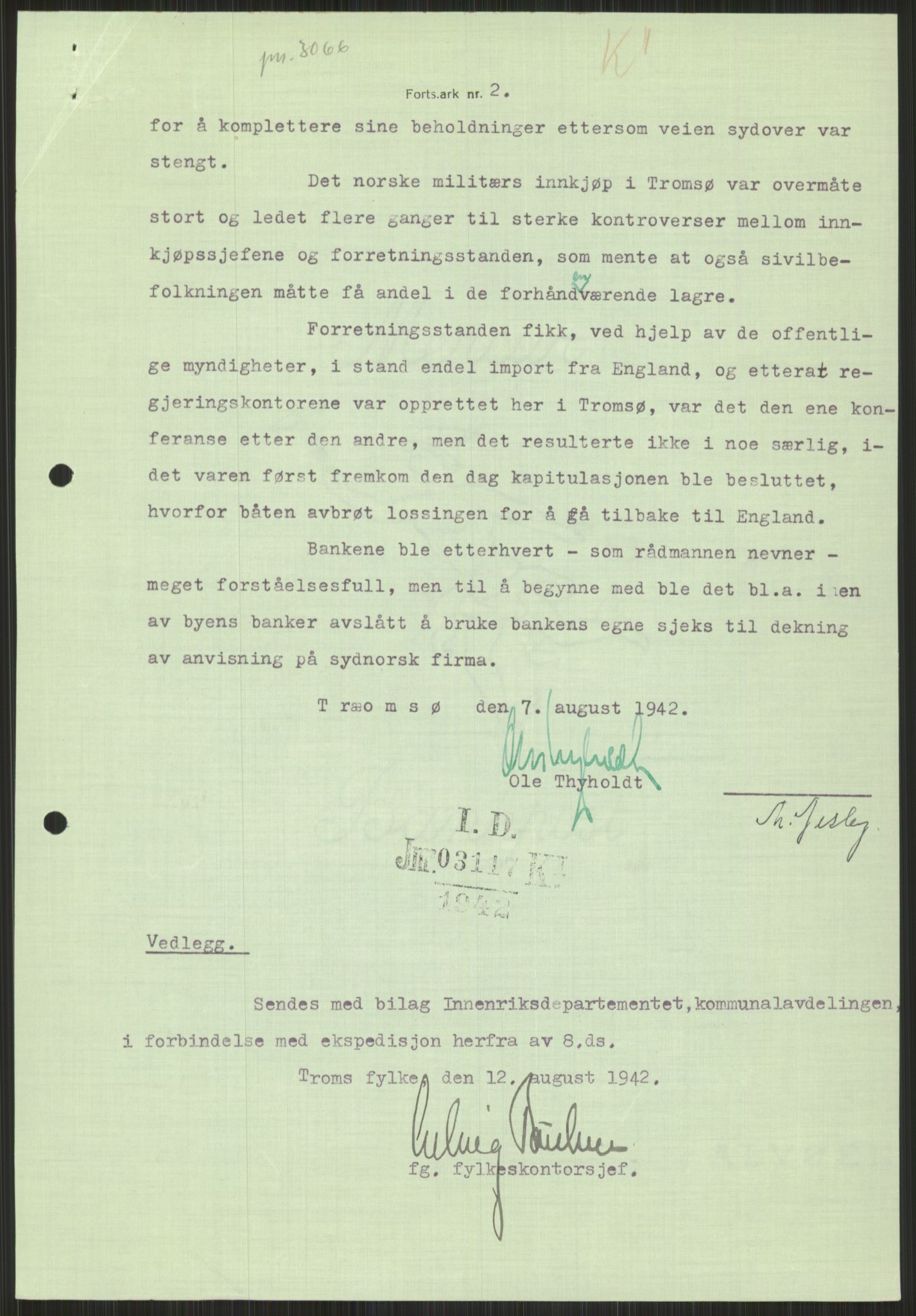 Forsvaret, Forsvarets krigshistoriske avdeling, AV/RA-RAFA-2017/Y/Ya/L0017: II-C-11-31 - Fylkesmenn.  Rapporter om krigsbegivenhetene 1940., 1940, p. 648