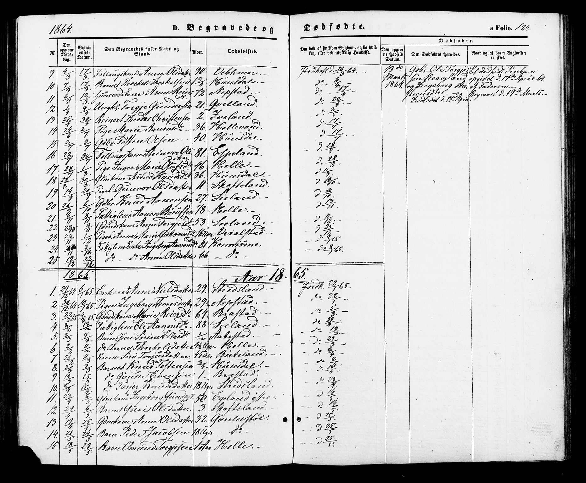 Nord-Audnedal sokneprestkontor, AV/SAK-1111-0032/F/Fa/Faa/L0002: Parish register (official) no. A 2, 1857-1882, p. 186