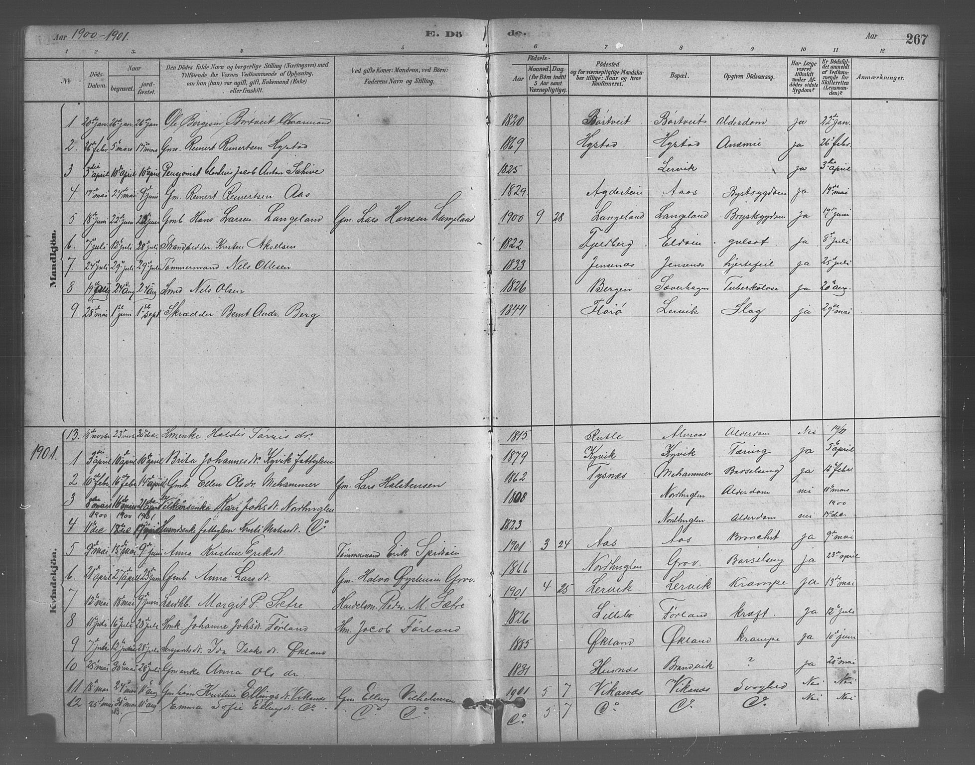 Stord sokneprestembete, AV/SAB-A-78201/H/Hab: Parish register (copy) no. A 2, 1879-1909, p. 267