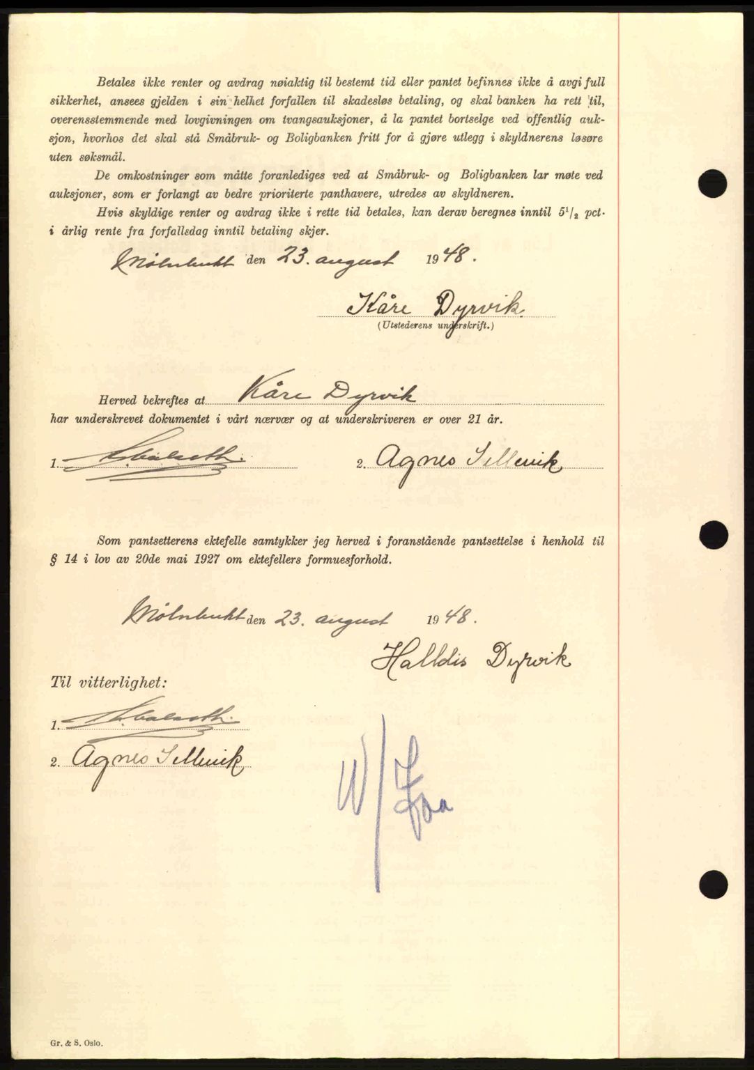 Hitra sorenskriveri, AV/SAT-A-0018/2/2C/2Ca: Mortgage book no. B1, 1939-1949, Diary no: : 1081/1948