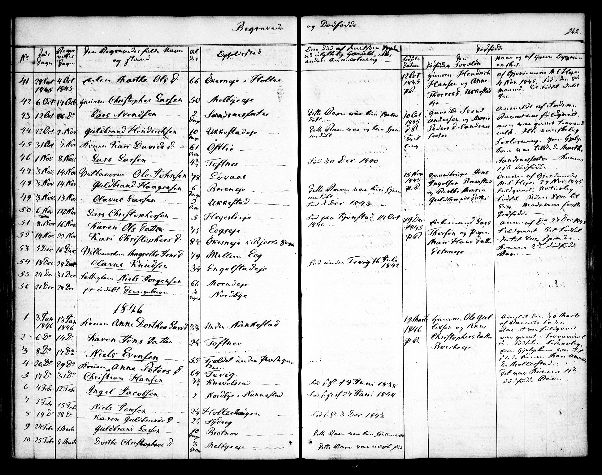 Nannestad prestekontor Kirkebøker, SAO/A-10414a/F/Fa/L0010: Parish register (official) no. I 10, 1840-1850, p. 242