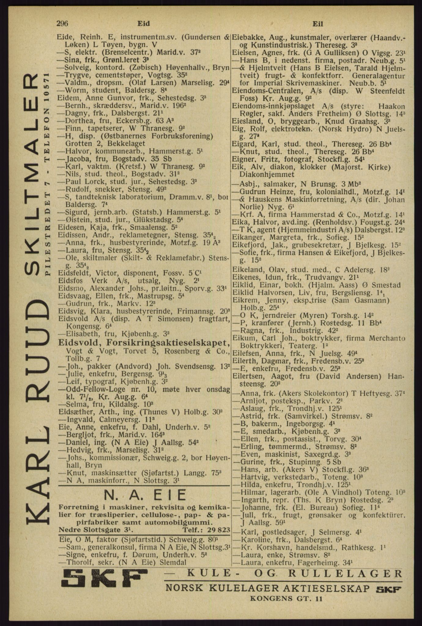 Kristiania/Oslo adressebok, PUBL/-, 1929, p. 296