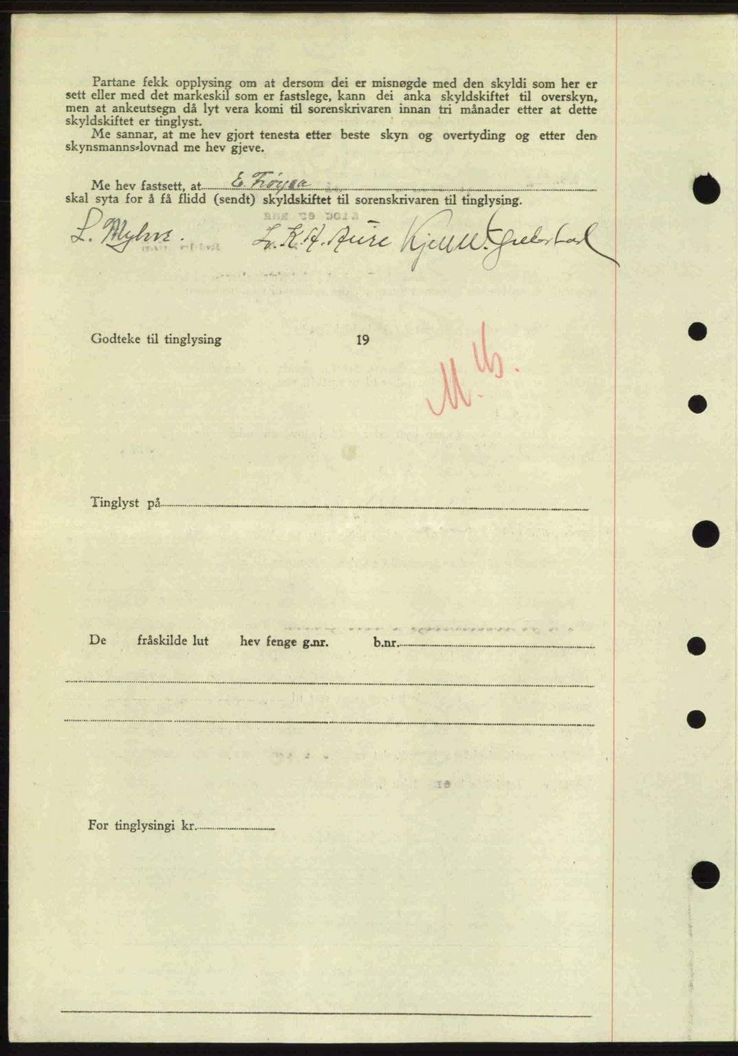 Nordre Sunnmøre sorenskriveri, AV/SAT-A-0006/1/2/2C/2Ca: Mortgage book no. A20b, 1946-1946, Diary no: : 127/1946