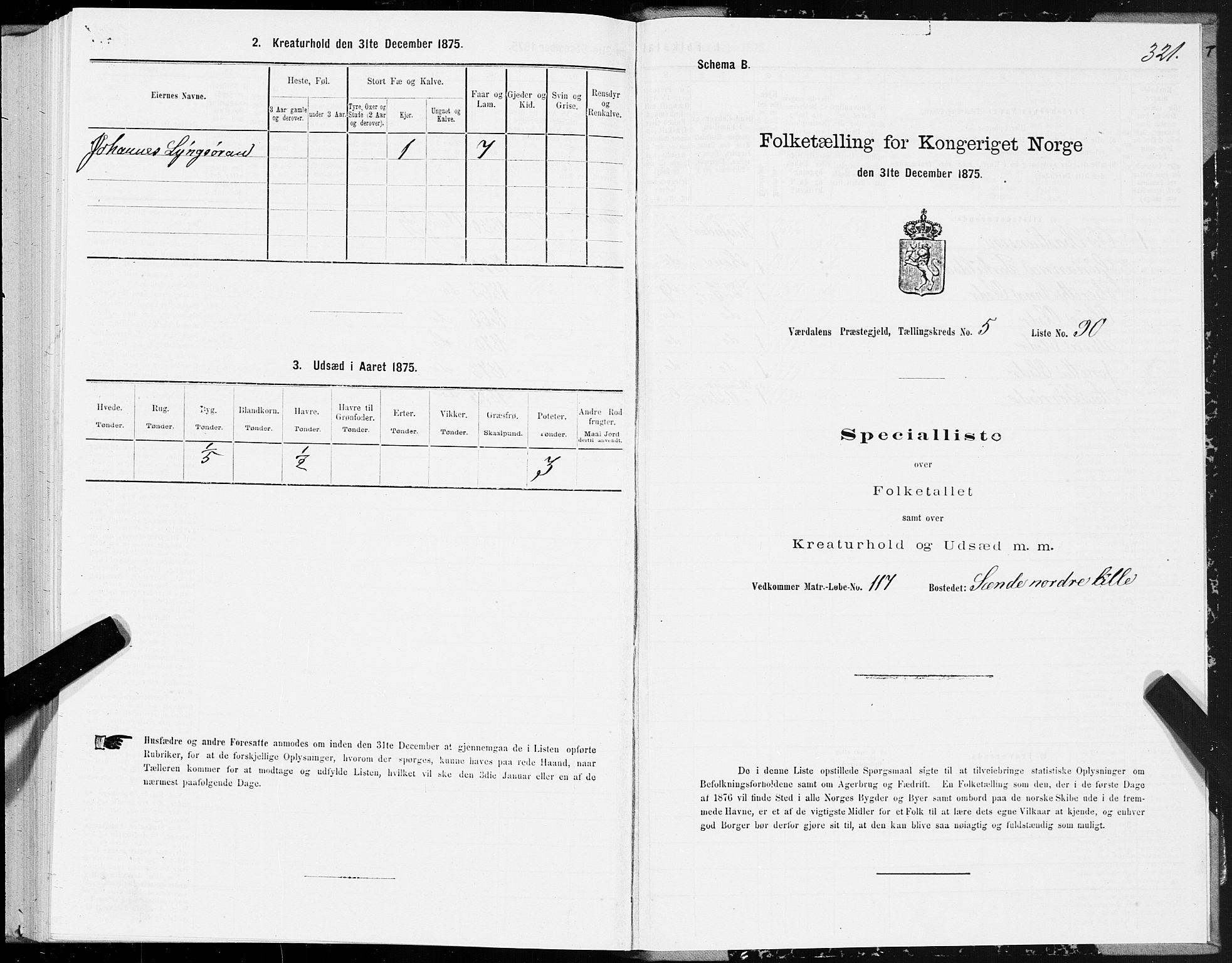 SAT, 1875 census for 1721P Verdal, 1875, p. 3321