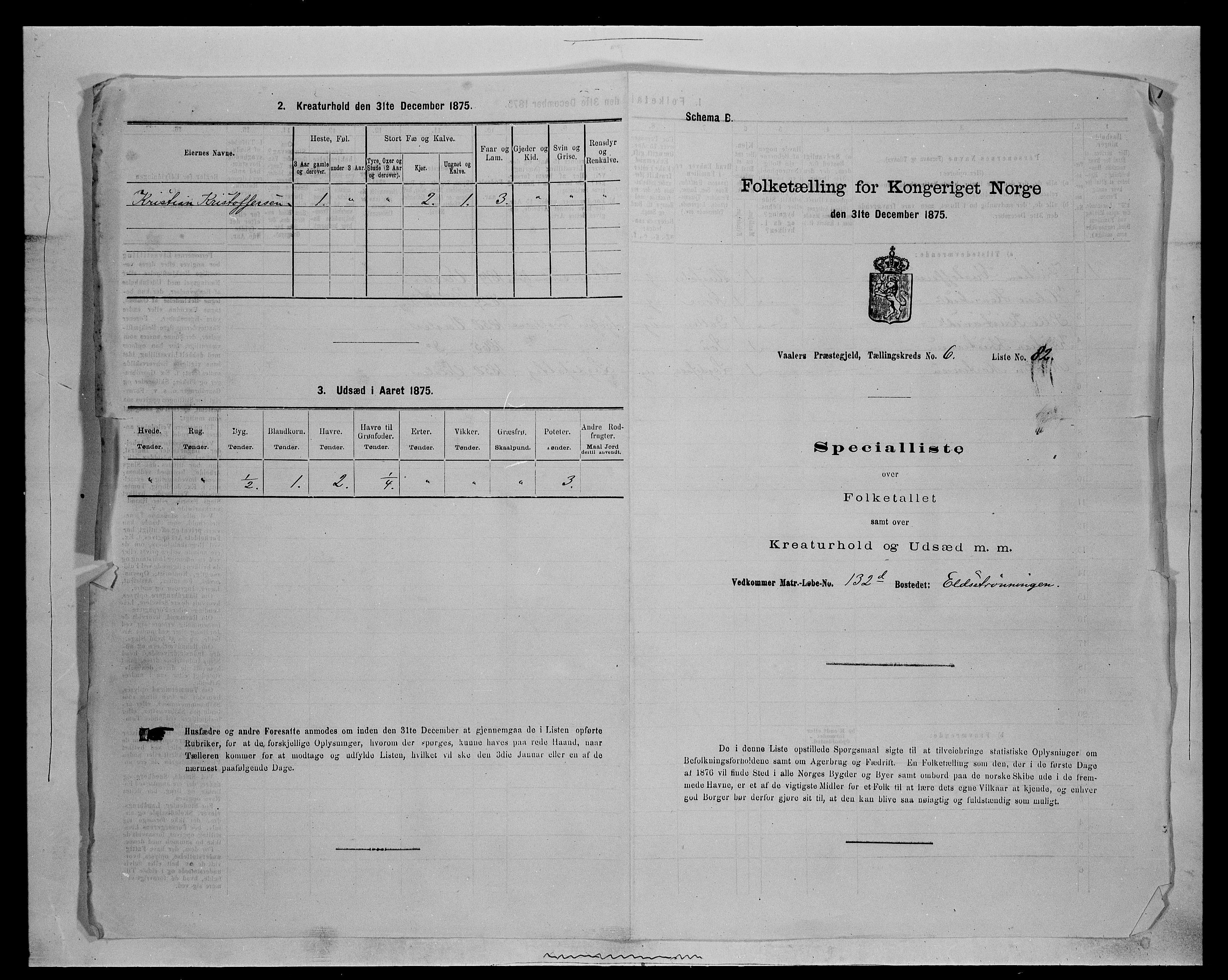 SAH, 1875 census for 0426P Våler parish (Hedmark), 1875, p. 877