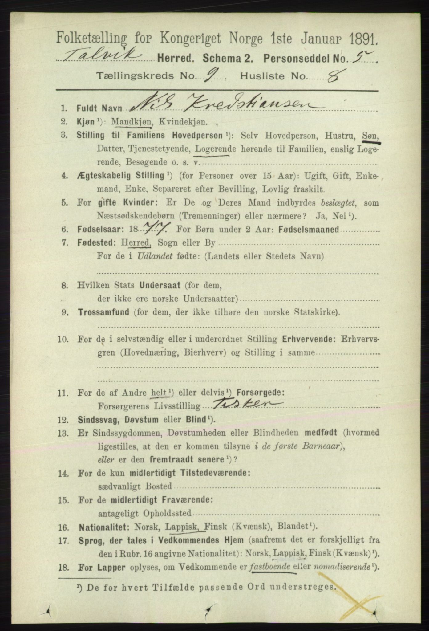 RA, 1891 census for 2013 Talvik, 1891, p. 2215