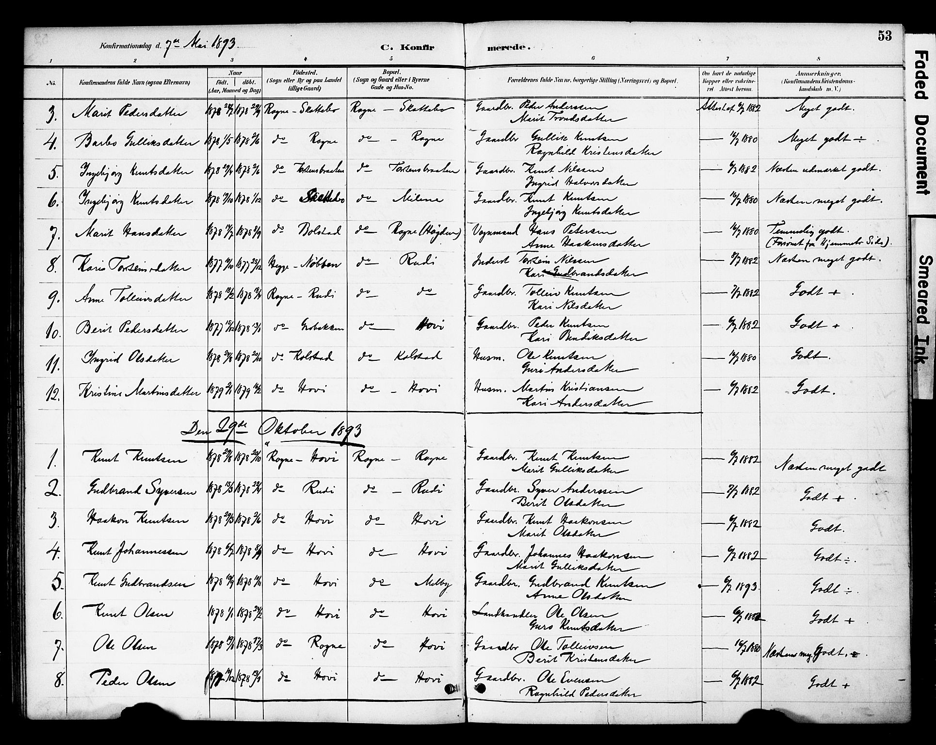 Øystre Slidre prestekontor, AV/SAH-PREST-138/H/Ha/Haa/L0003: Parish register (official) no. 3, 1887-1910, p. 53
