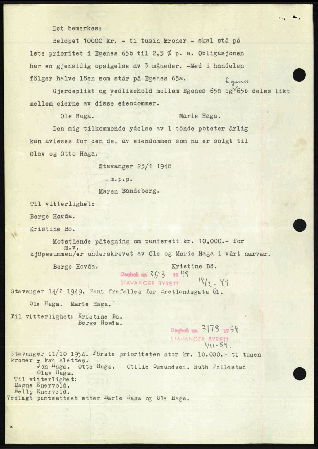 Stavanger byrett, AV/SAST-A-100455/002/G/Gb/L0022: Mortgage book no. A11, 1947-1948, Diary no: : 275/1948