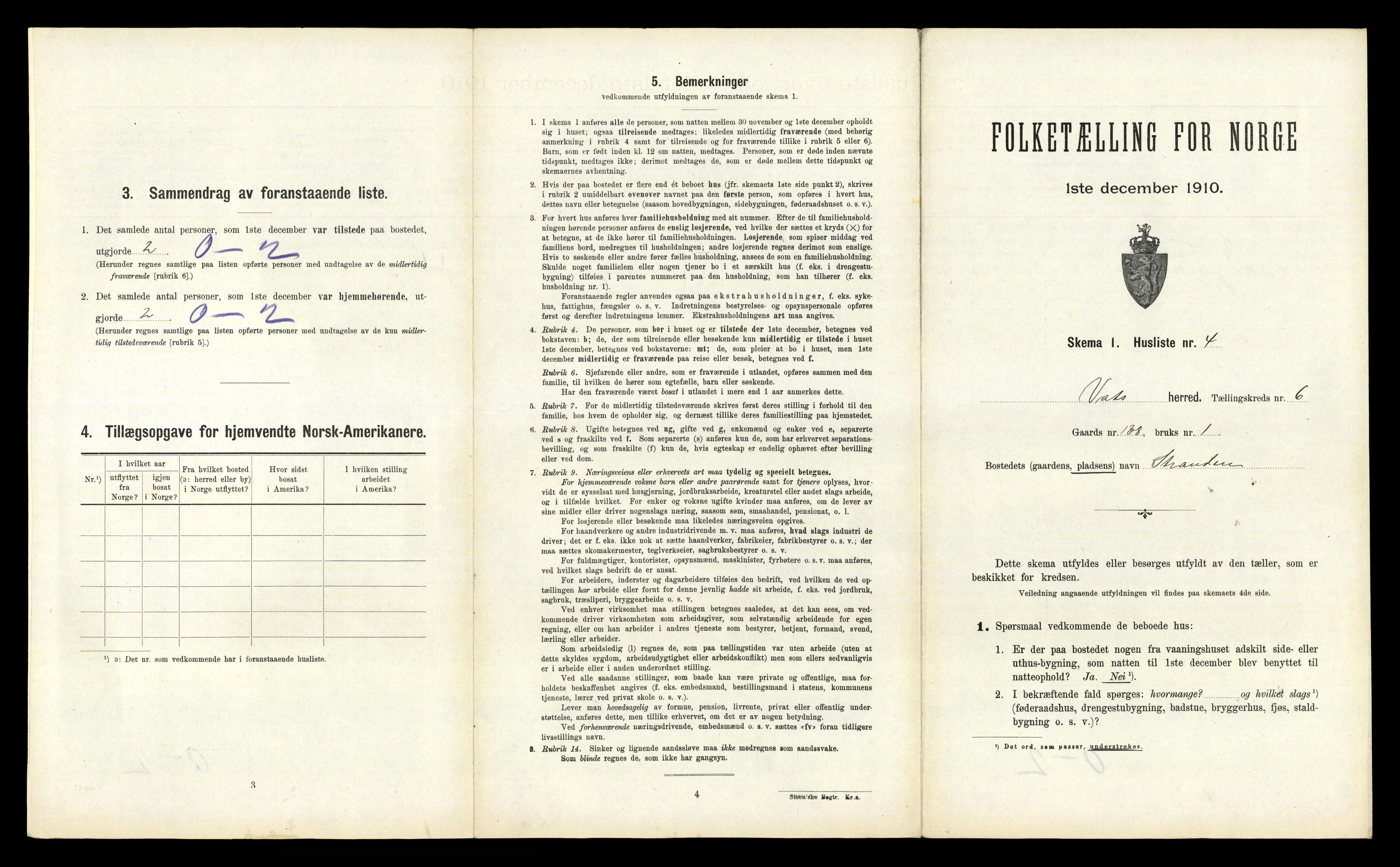 RA, 1910 census for Vats, 1910, p. 384