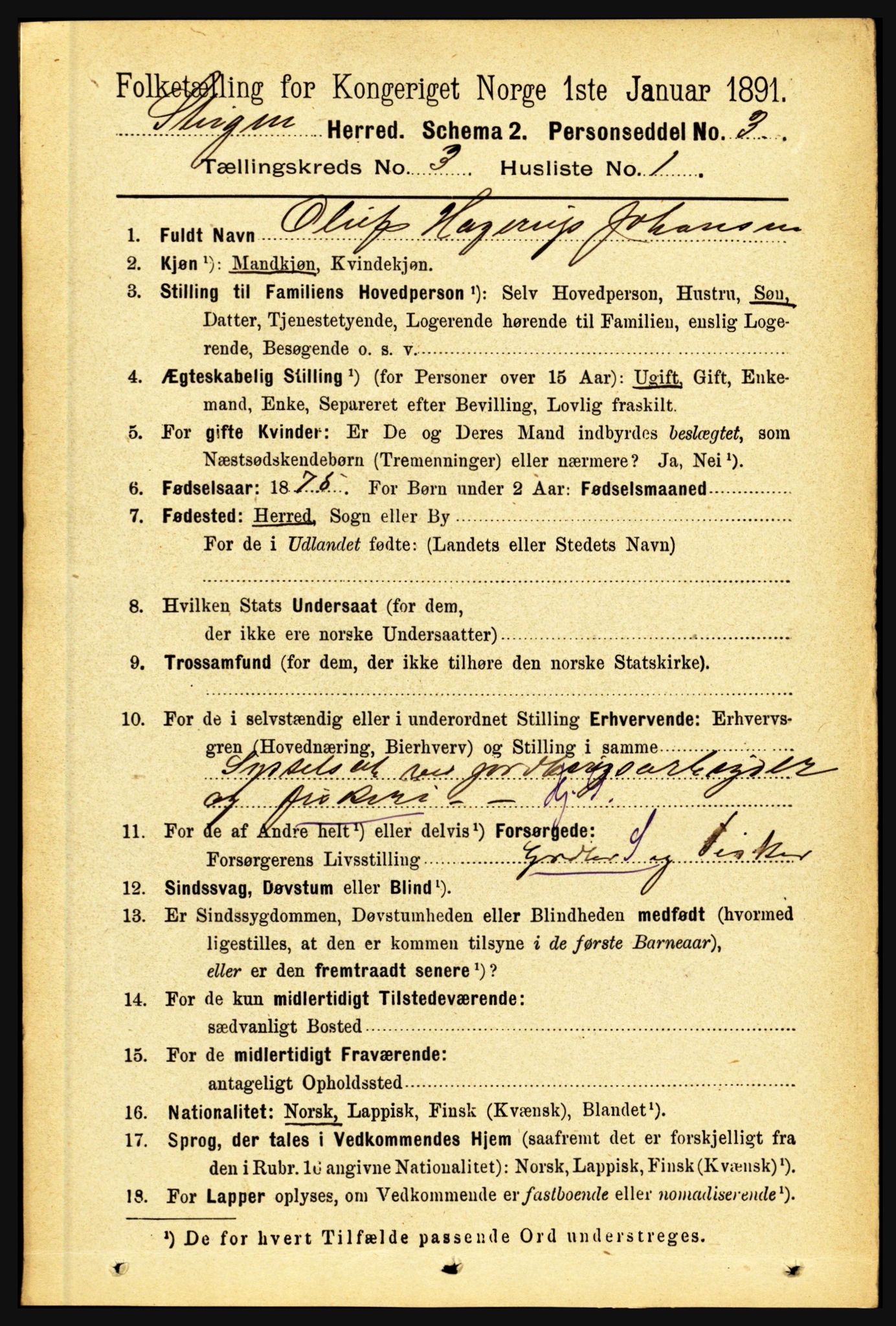 RA, 1891 census for 1848 Steigen, 1891, p. 938