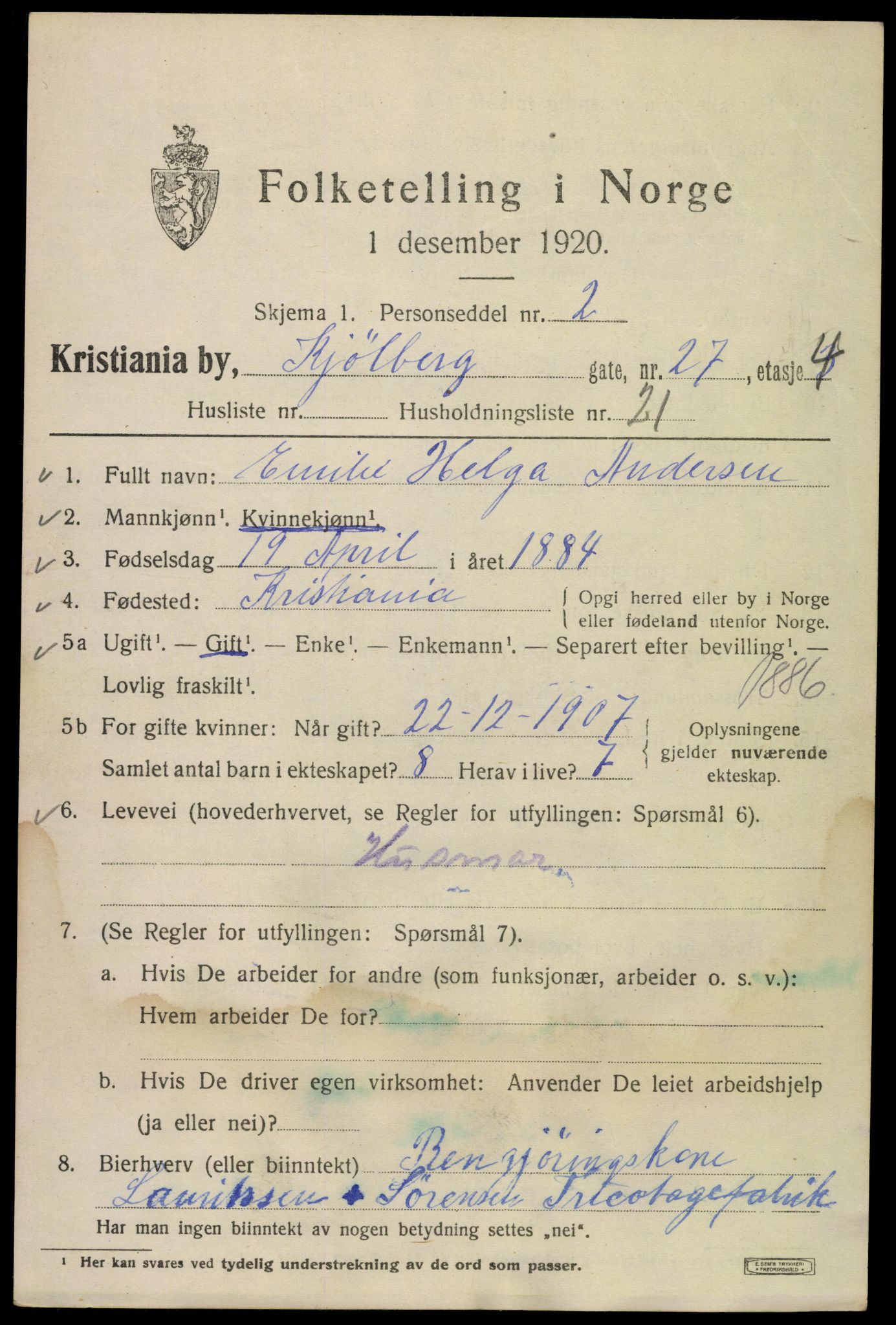 SAO, 1920 census for Kristiania, 1920, p. 343753