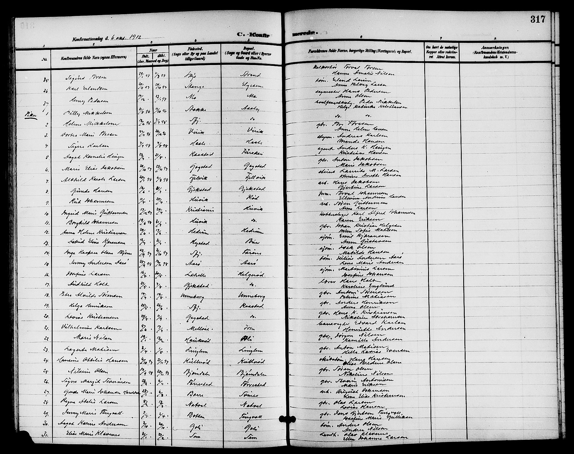 Sandar kirkebøker, AV/SAKO-A-243/G/Ga/L0002: Parish register (copy) no. 2, 1900-1915, p. 317