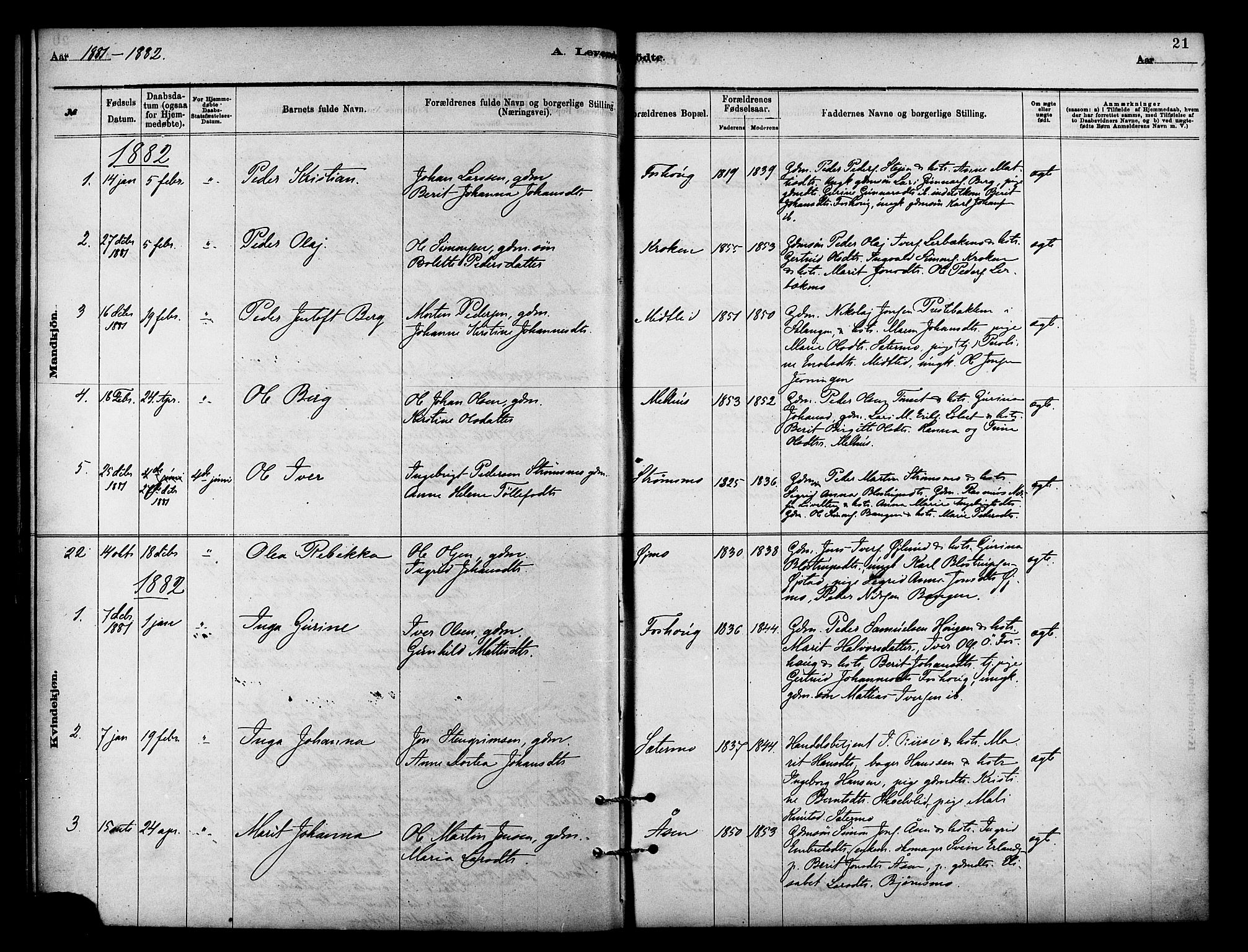 Målselv sokneprestembete, SATØ/S-1311/G/Ga/Gaa/L0009kirke: Parish register (official) no. 9, 1878-1889, p. 21