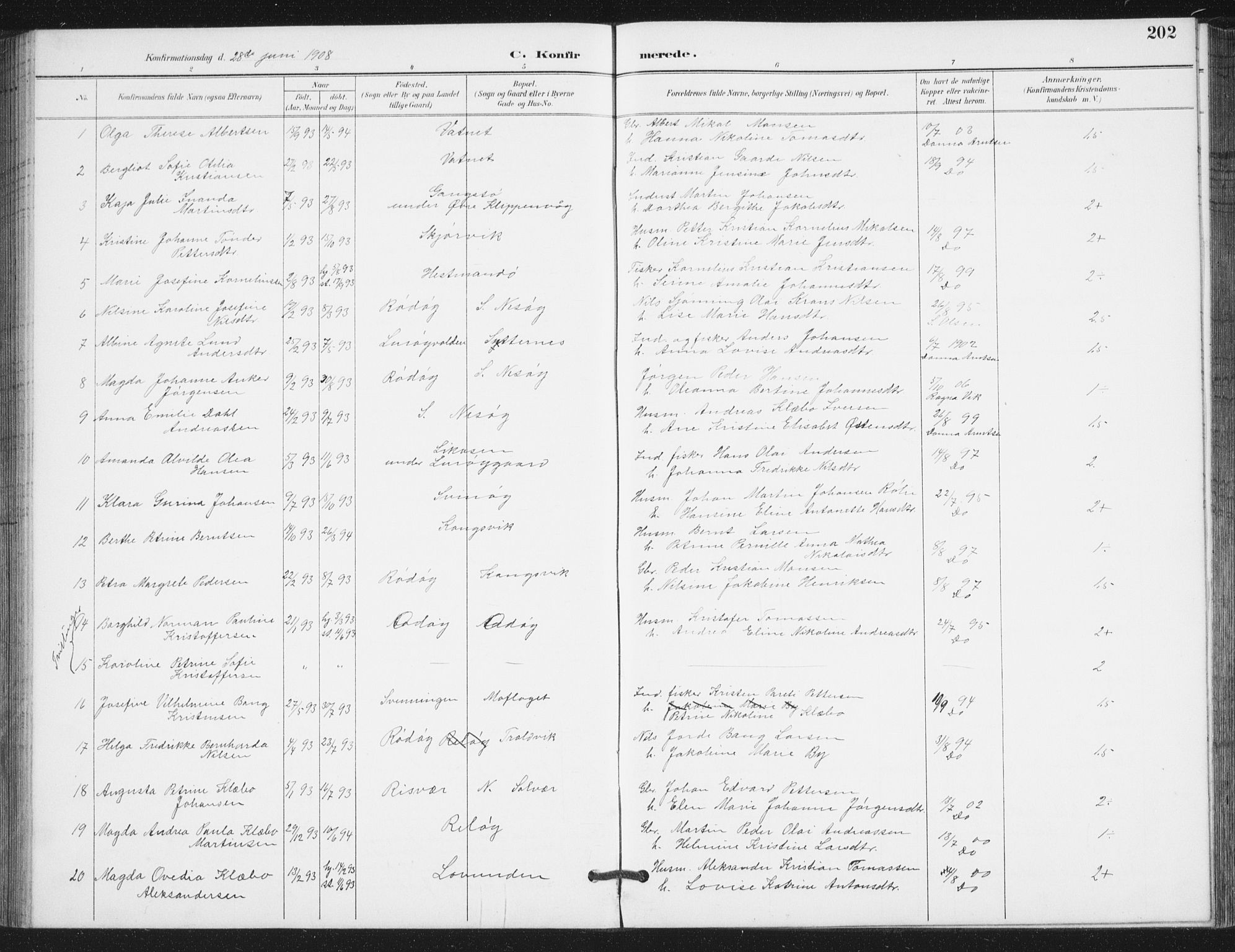 Ministerialprotokoller, klokkerbøker og fødselsregistre - Nordland, AV/SAT-A-1459/839/L0573: Parish register (copy) no. 839C03, 1892-1917, p. 202