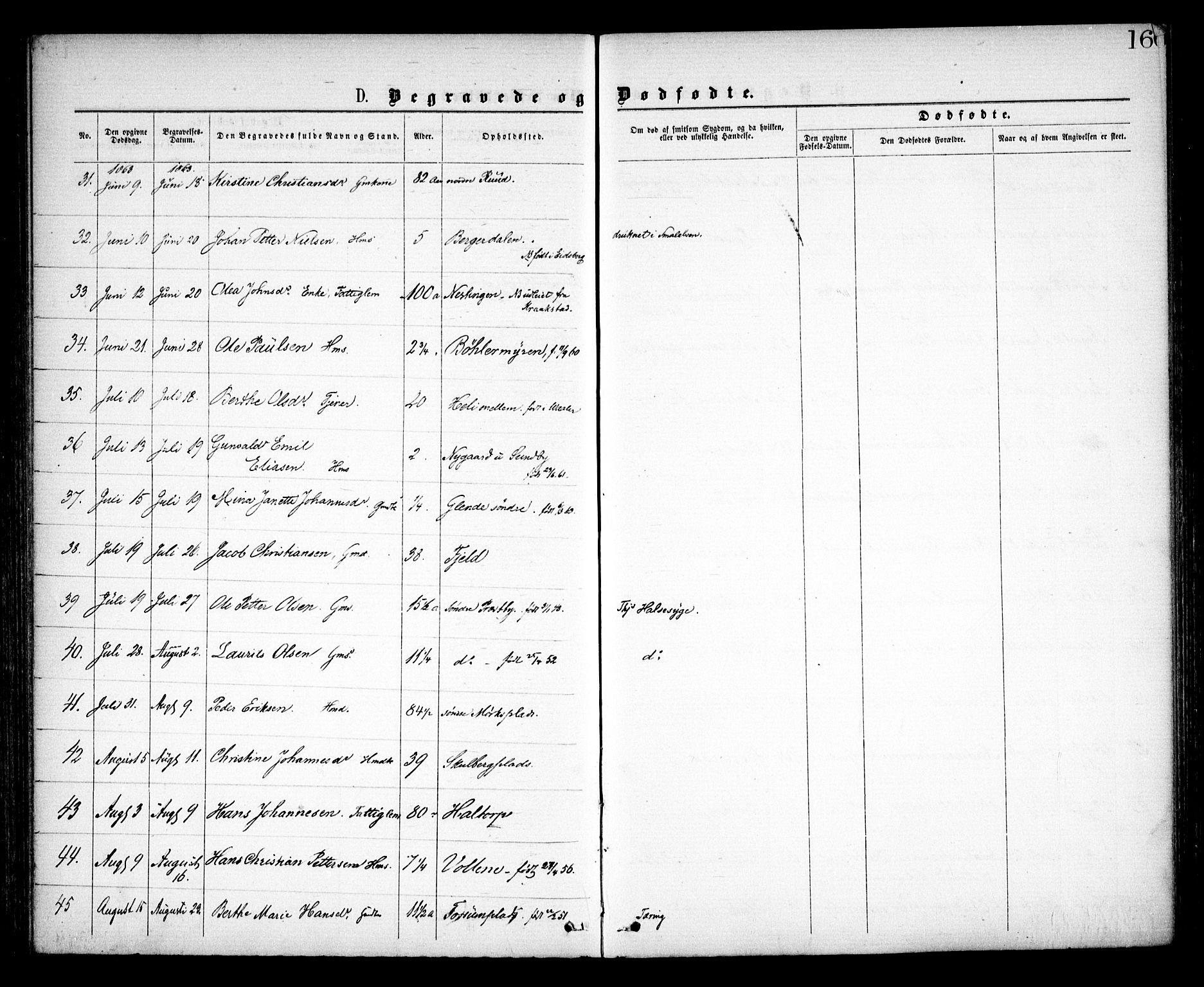 Spydeberg prestekontor Kirkebøker, SAO/A-10924/F/Fa/L0006: Parish register (official) no. I 6, 1863-1874, p. 160