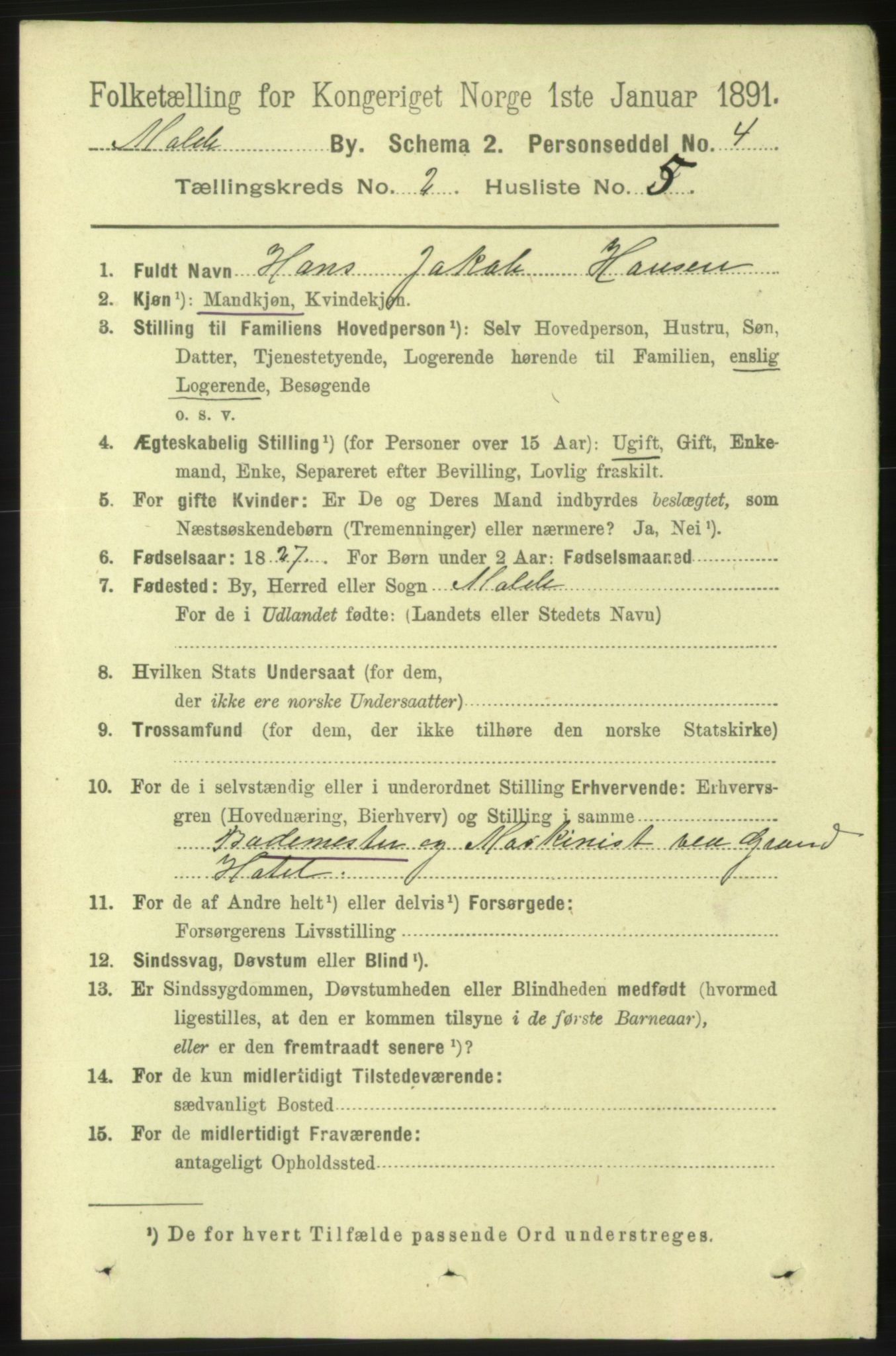 RA, 1891 census for 1502 Molde, 1891, p. 1463