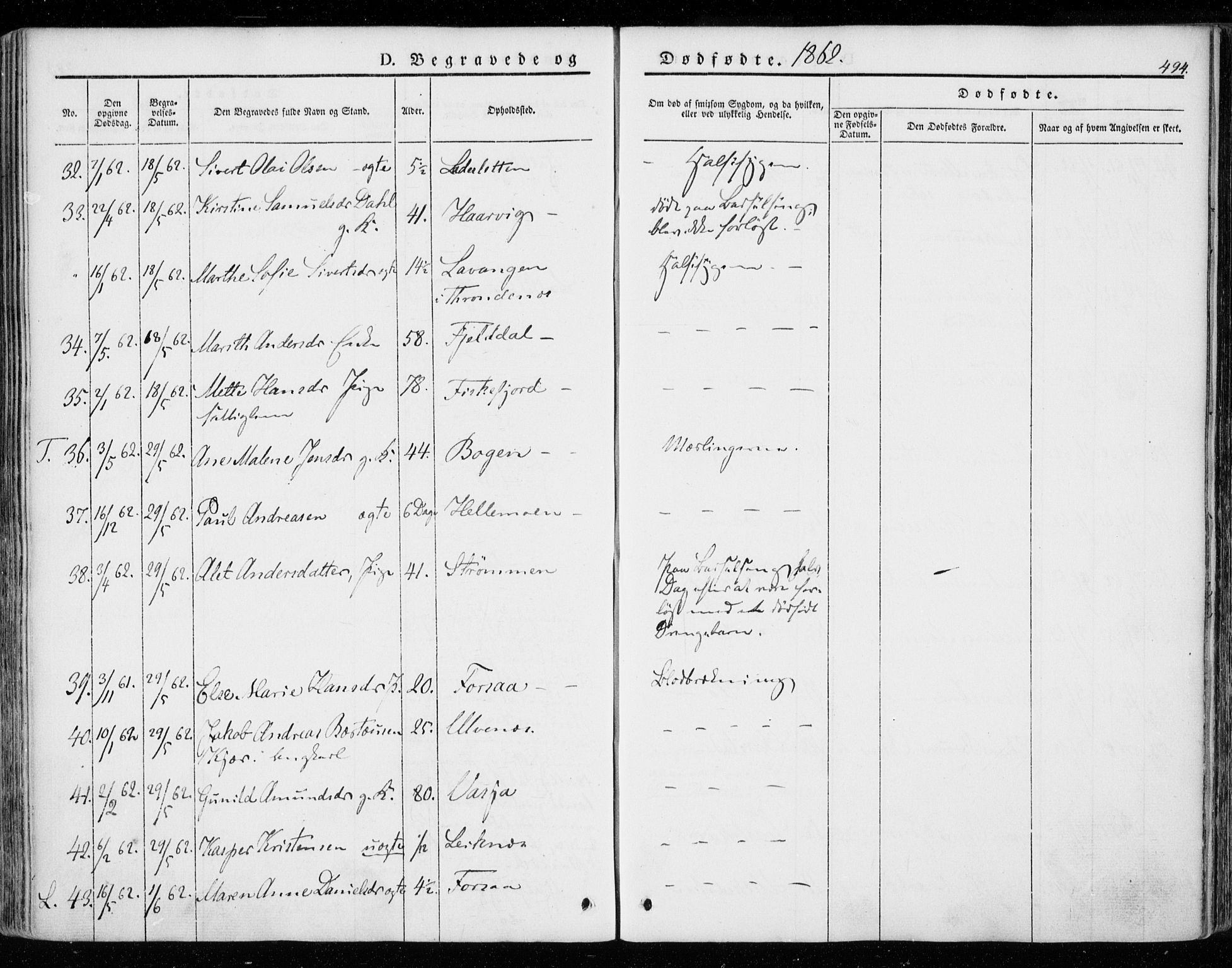 Ministerialprotokoller, klokkerbøker og fødselsregistre - Nordland, AV/SAT-A-1459/872/L1033: Parish register (official) no. 872A08, 1840-1863, p. 494