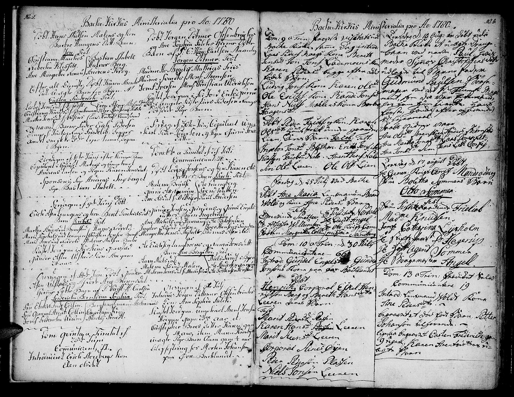 Ministerialprotokoller, klokkerbøker og fødselsregistre - Sør-Trøndelag, SAT/A-1456/604/L0180: Parish register (official) no. 604A01, 1780-1797, p. 5-6