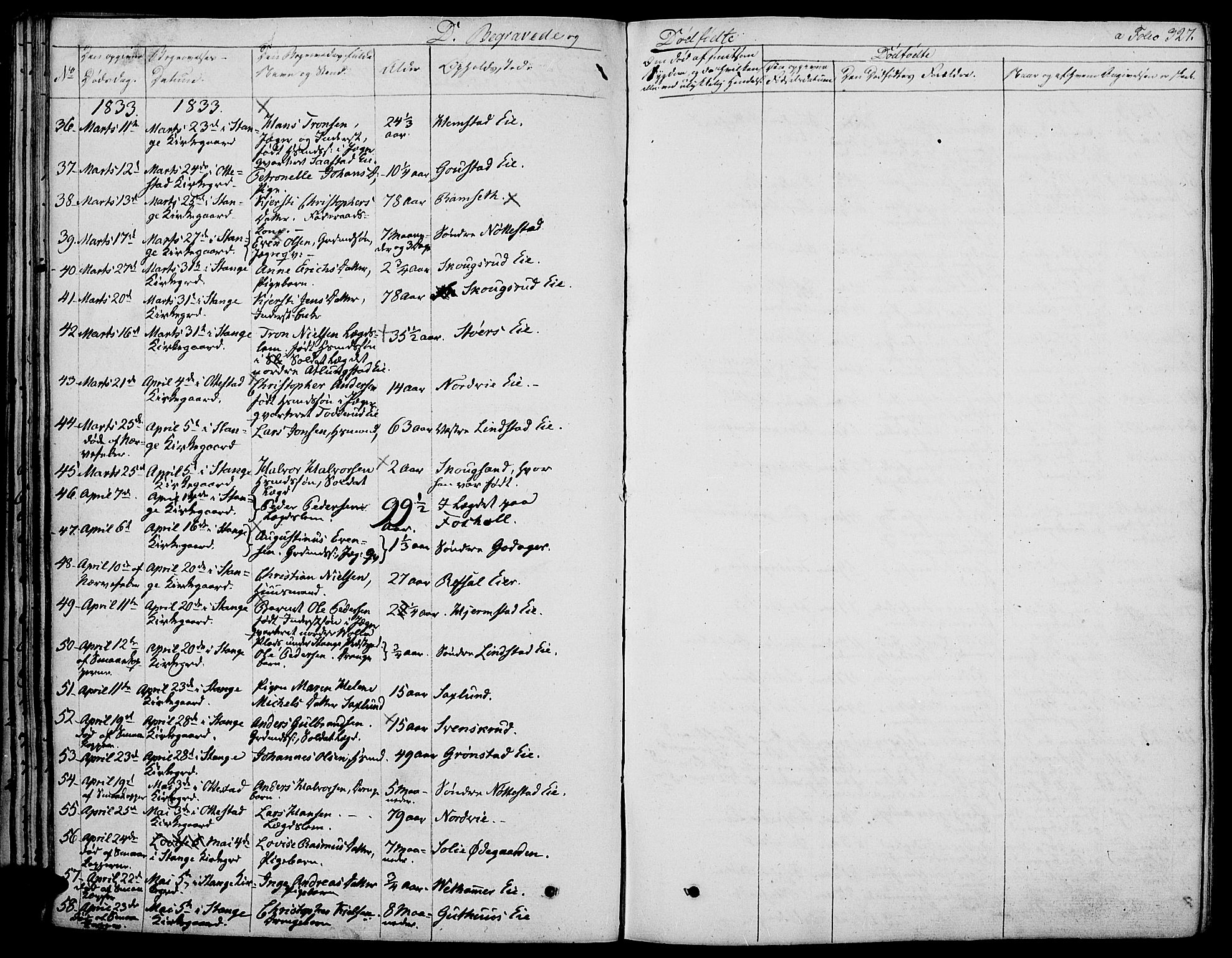 Stange prestekontor, AV/SAH-PREST-002/K/L0009: Parish register (official) no. 9, 1826-1835, p. 327