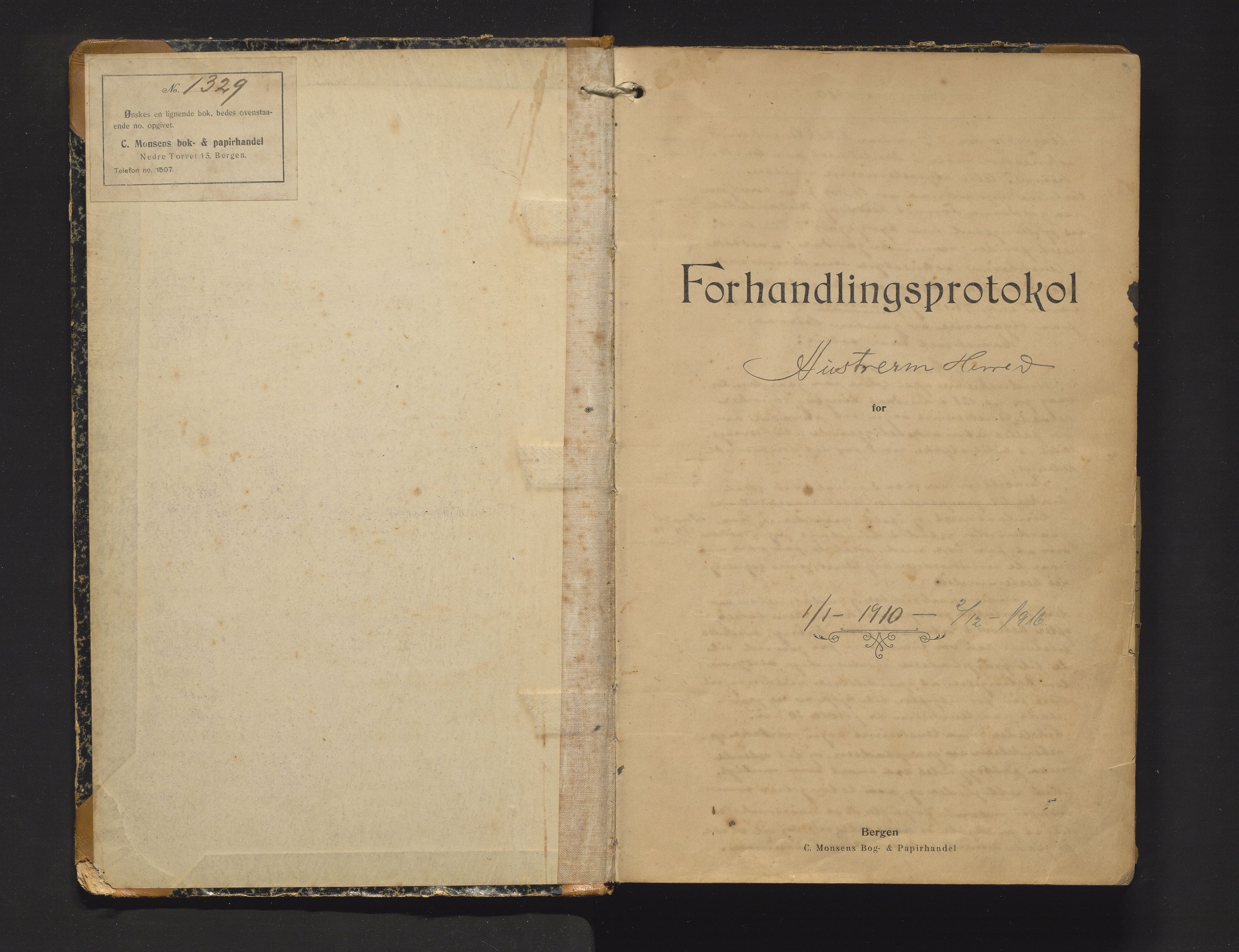 Austrheim kommune. Formannskapet, IKAH/1264-021/A/Aa/Aaa/L0001: møtebok for heradstyret og formannskapet, 1910-1916