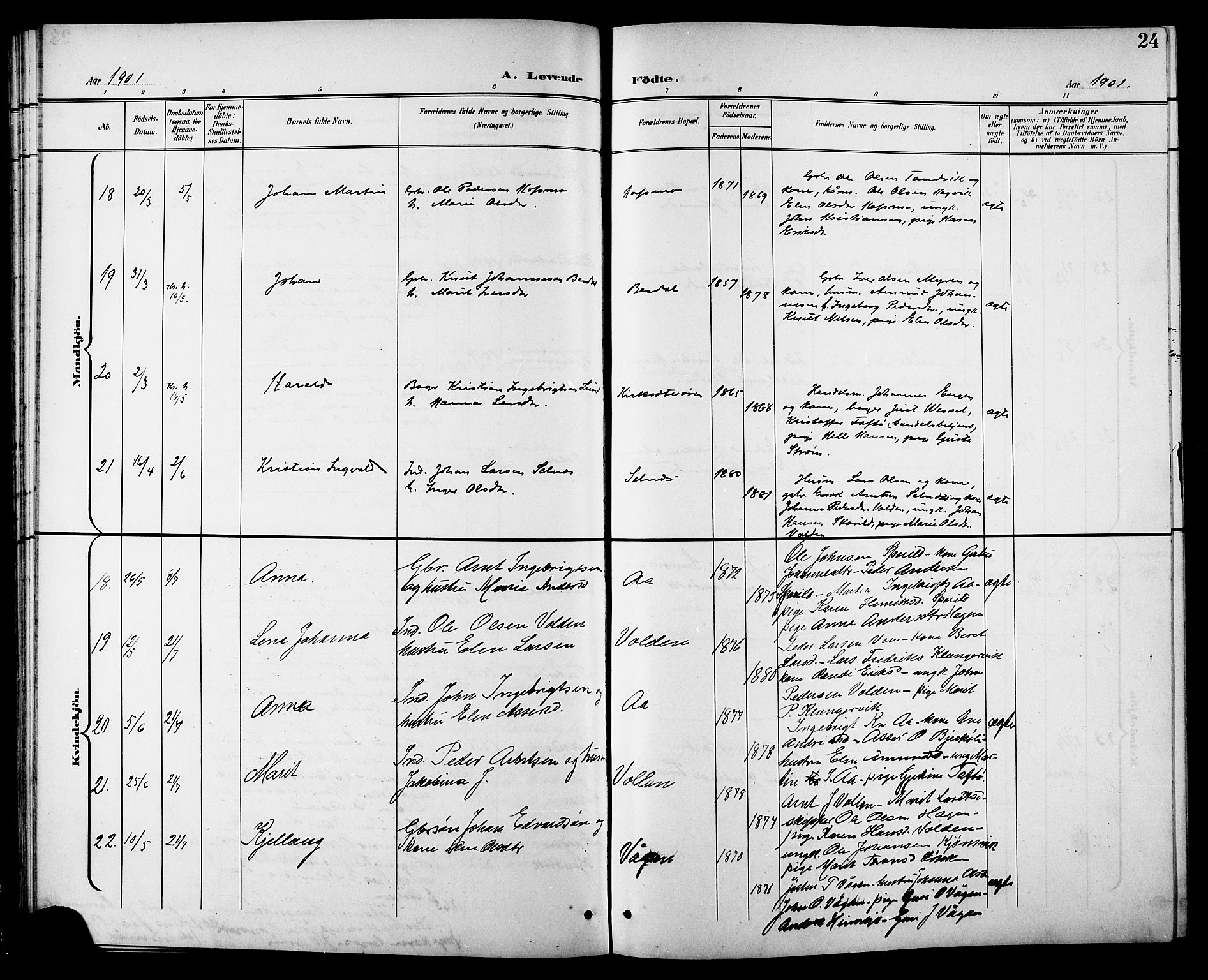 Ministerialprotokoller, klokkerbøker og fødselsregistre - Sør-Trøndelag, AV/SAT-A-1456/630/L0505: Parish register (copy) no. 630C03, 1899-1914, p. 24