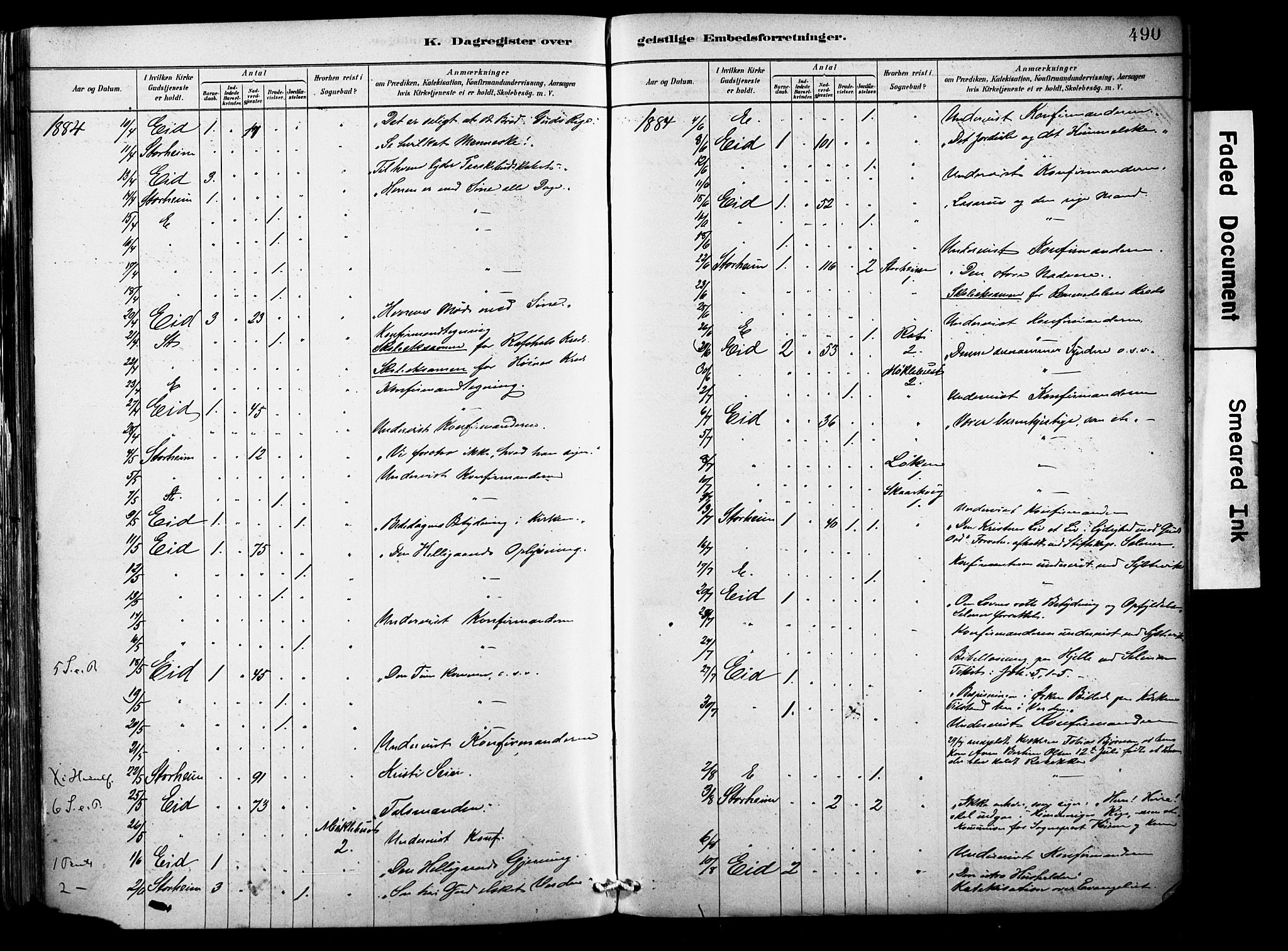 Eid sokneprestembete, AV/SAB-A-82301/H/Haa/Haab/L0001: Parish register (official) no. B 1, 1879-1906, p. 490