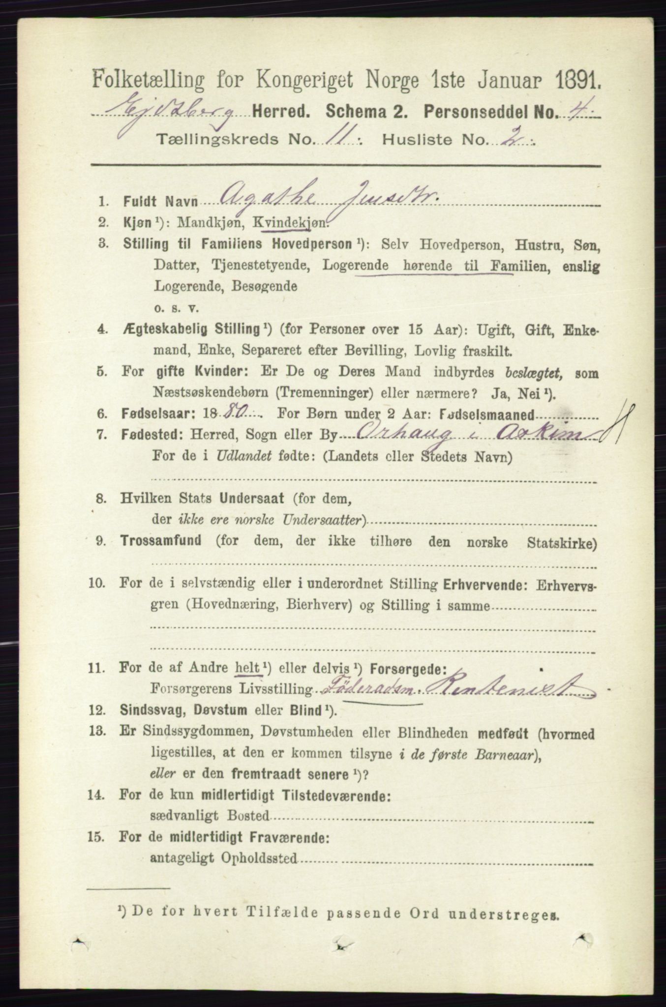 RA, 1891 census for 0125 Eidsberg, 1891, p. 6371