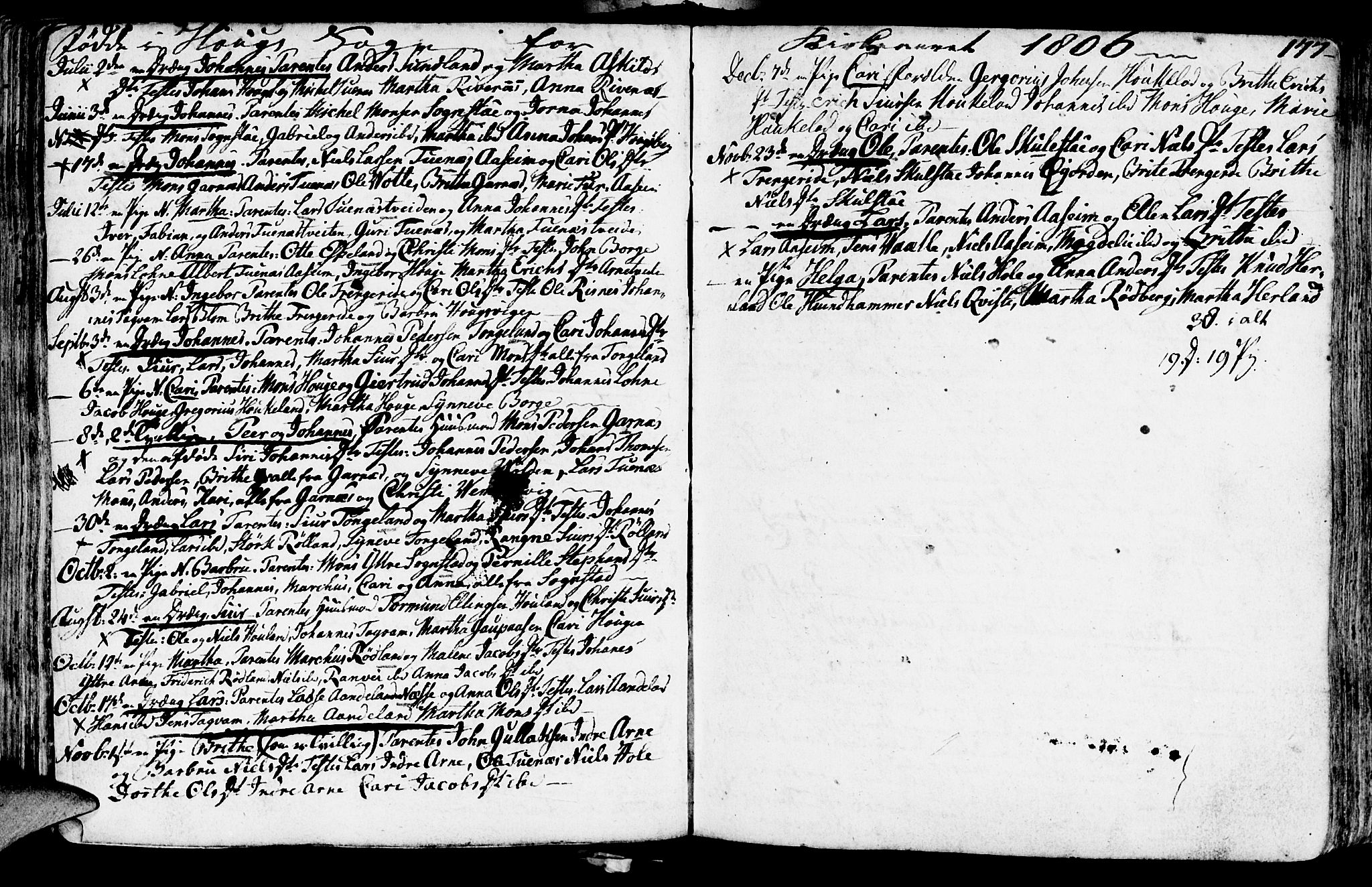 Haus sokneprestembete, SAB/A-75601/H/Haa: Parish register (official) no. A 11, 1796-1816, p. 177