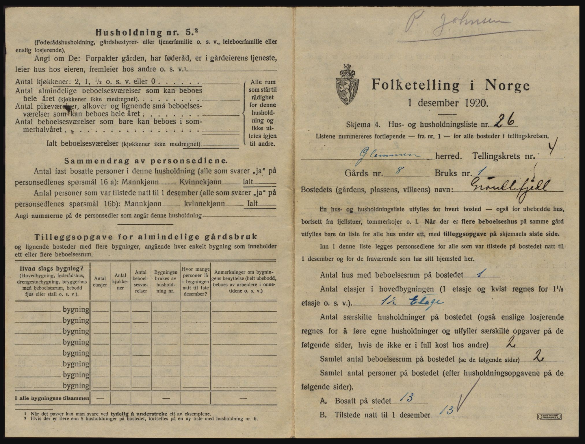 SAO, 1920 census for Glemmen, 1920, p. 1509