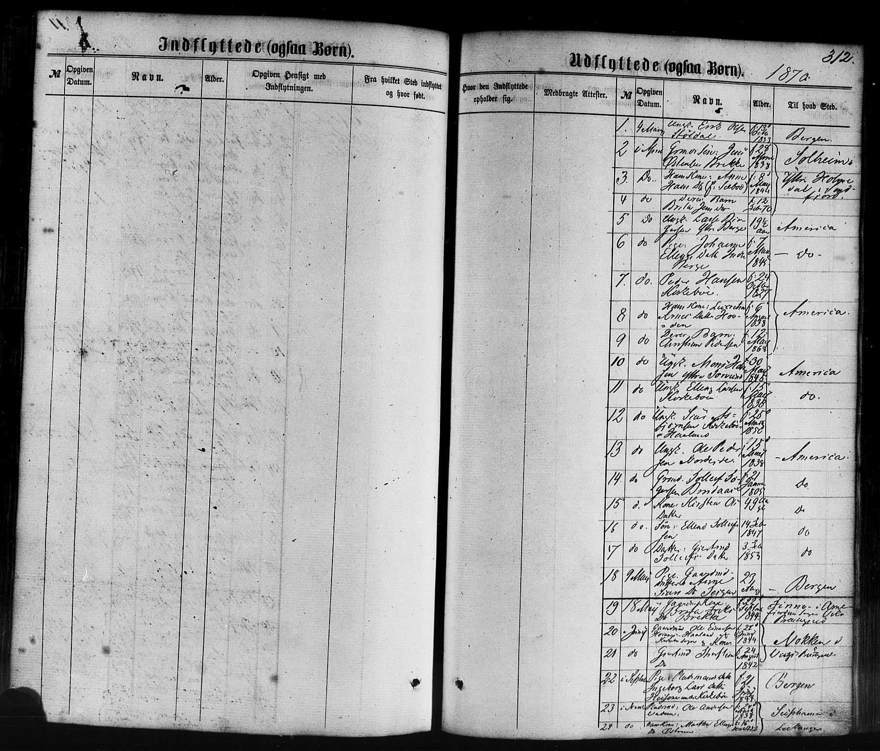 Lavik sokneprestembete, SAB/A-80901: Parish register (official) no. A 4, 1864-1881, p. 312