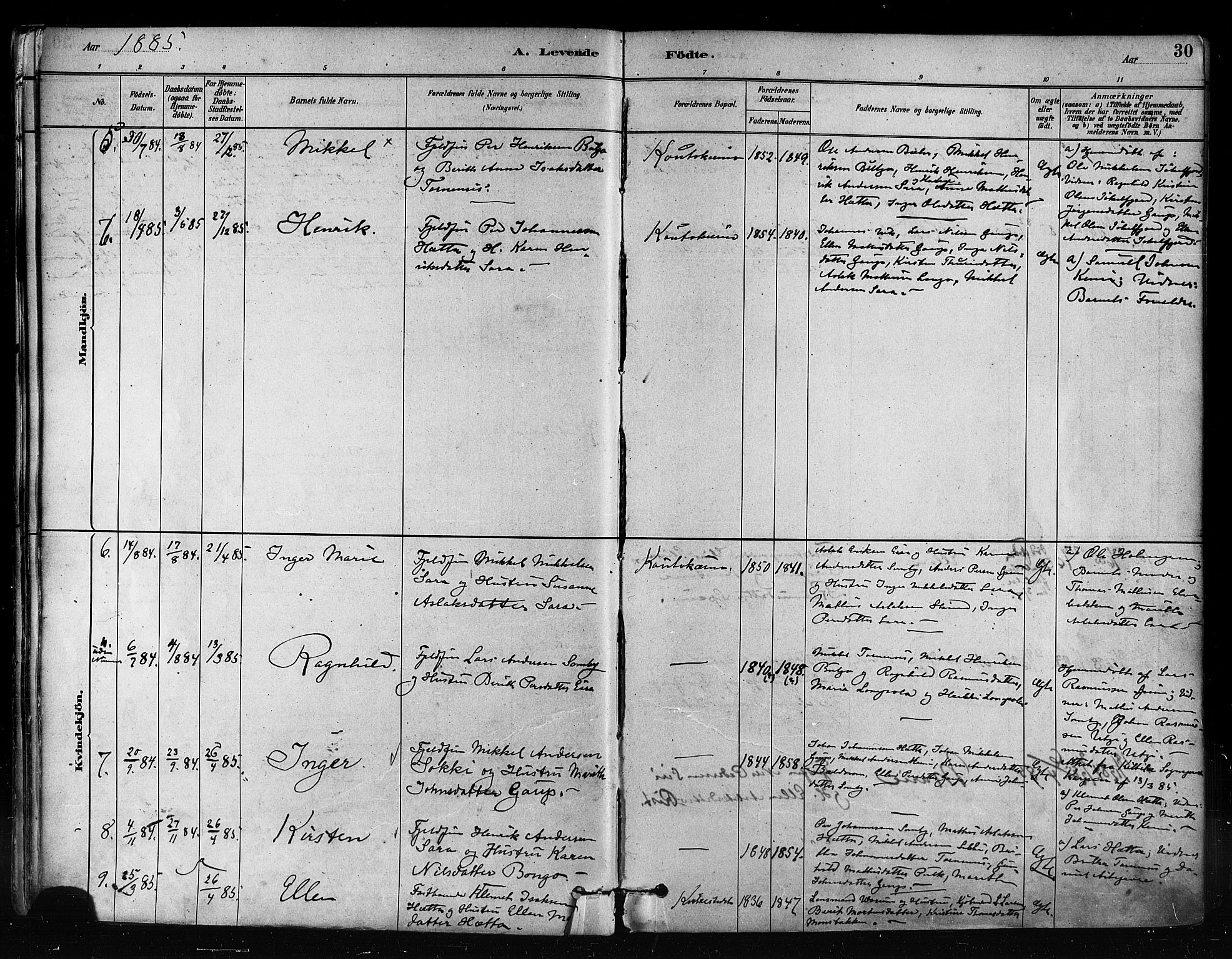 Kautokeino sokneprestembete, AV/SATØ-S-1340/H/Ha/L0004.kirke: Parish register (official) no. 4, 1877-1896, p. 30
