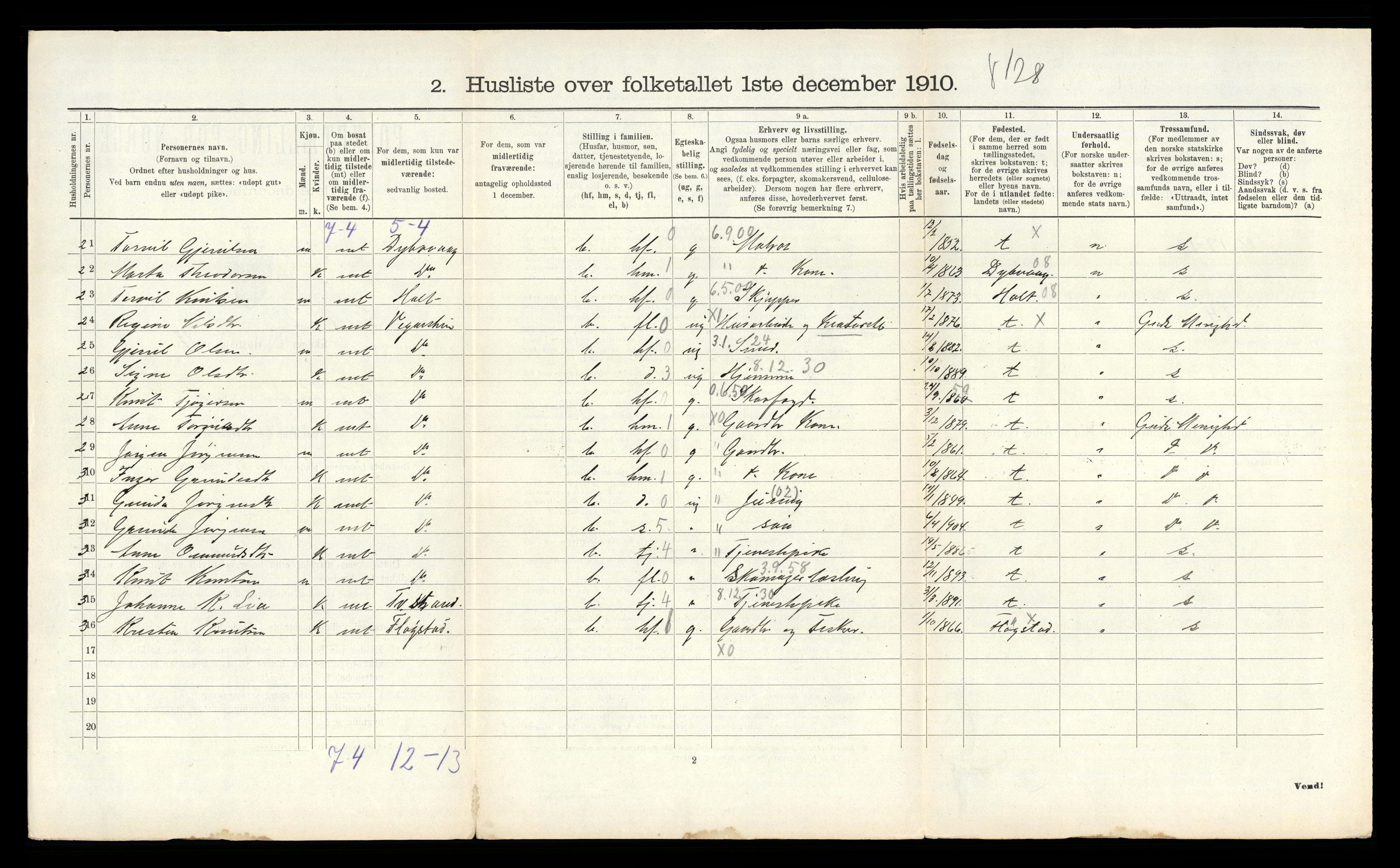 RA, 1910 census for Vegårshei, 1910, p. 547