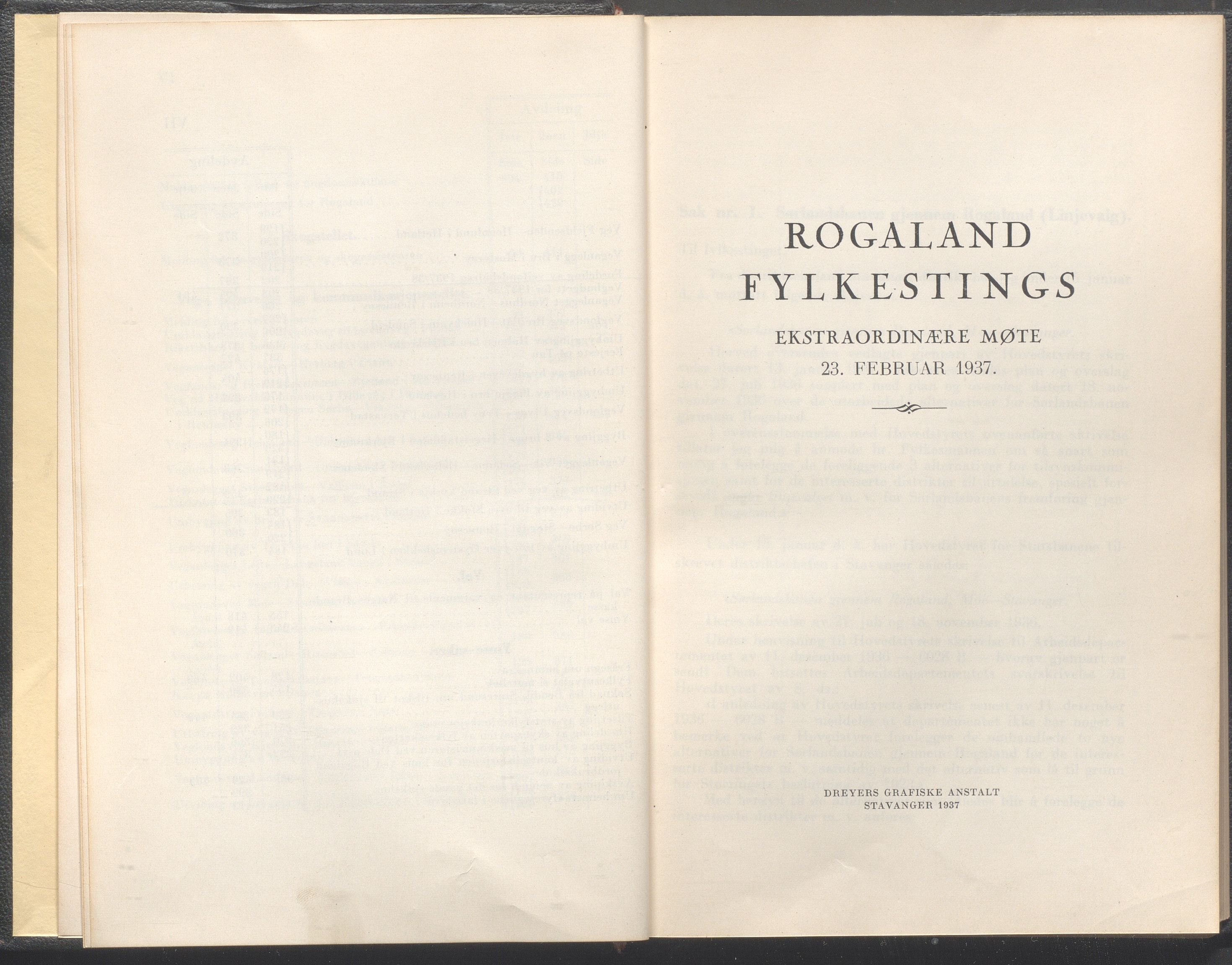 Rogaland fylkeskommune - Fylkesrådmannen , IKAR/A-900/A/Aa/Aaa/L0056: Møtebok , 1937, p. 1