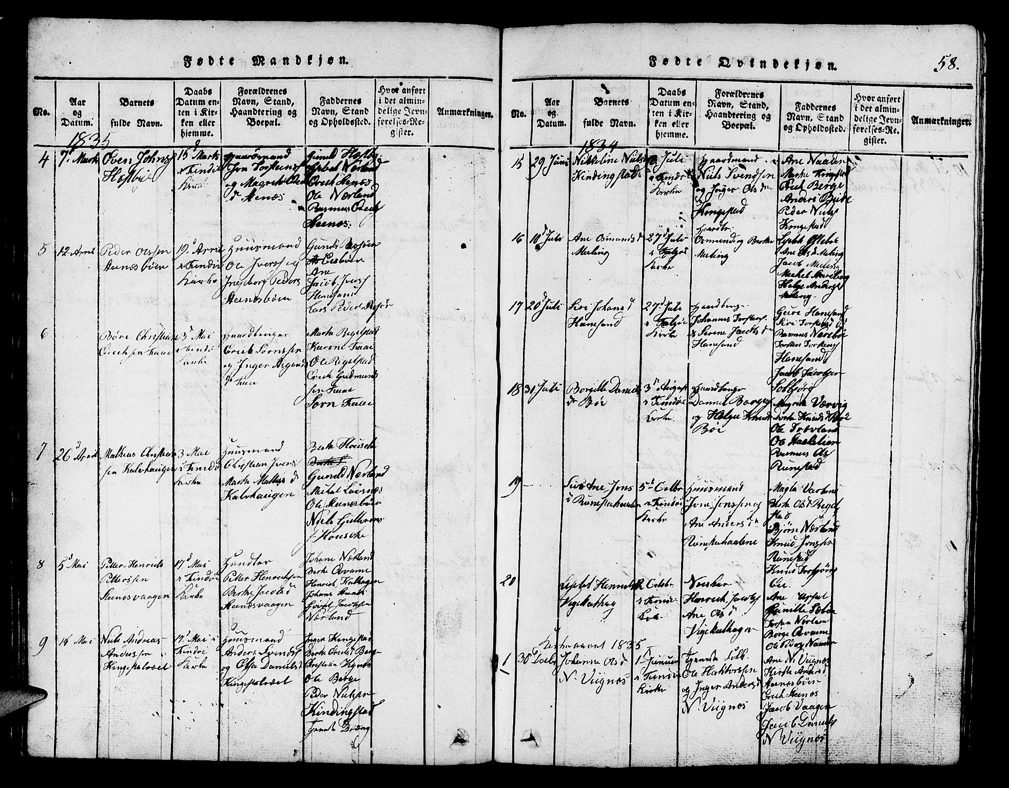 Finnøy sokneprestkontor, AV/SAST-A-101825/H/Ha/Hab/L0001: Parish register (copy) no. B 1, 1816-1856, p. 58