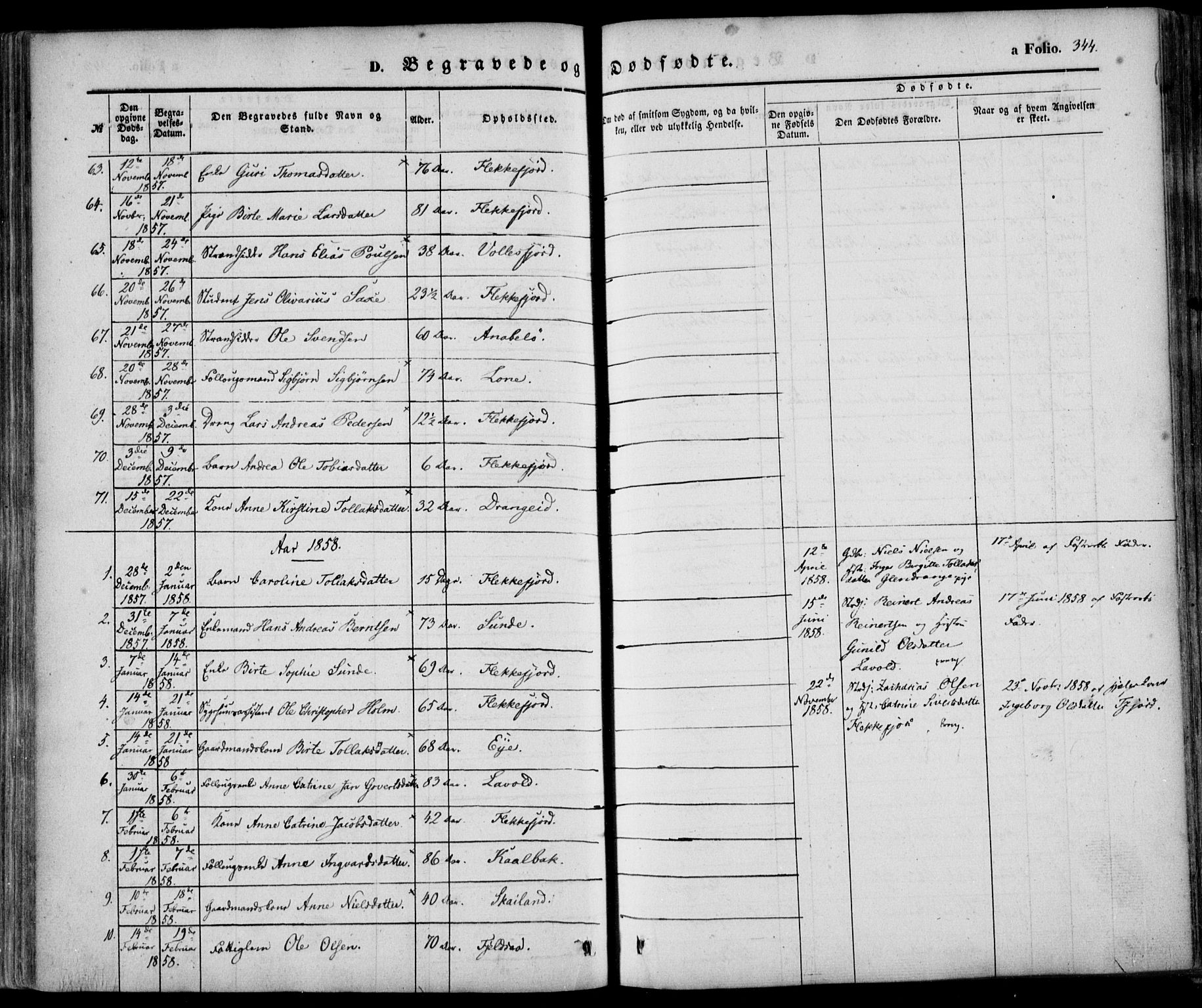 Flekkefjord sokneprestkontor, SAK/1111-0012/F/Fa/Fac/L0005: Parish register (official) no. A 5, 1849-1875, p. 344