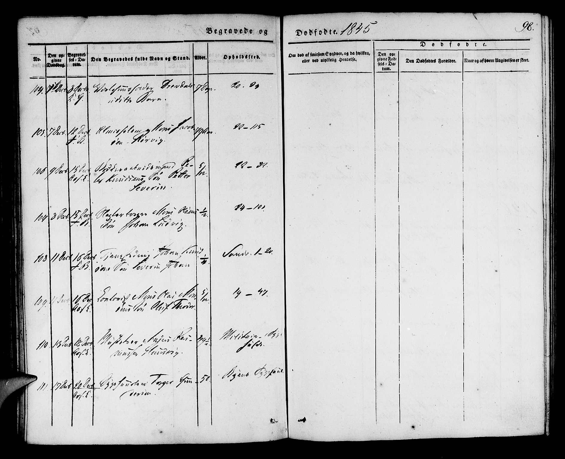 Korskirken sokneprestembete, SAB/A-76101/H/Haa/L0043: Parish register (official) no. E 1, 1834-1848, p. 98