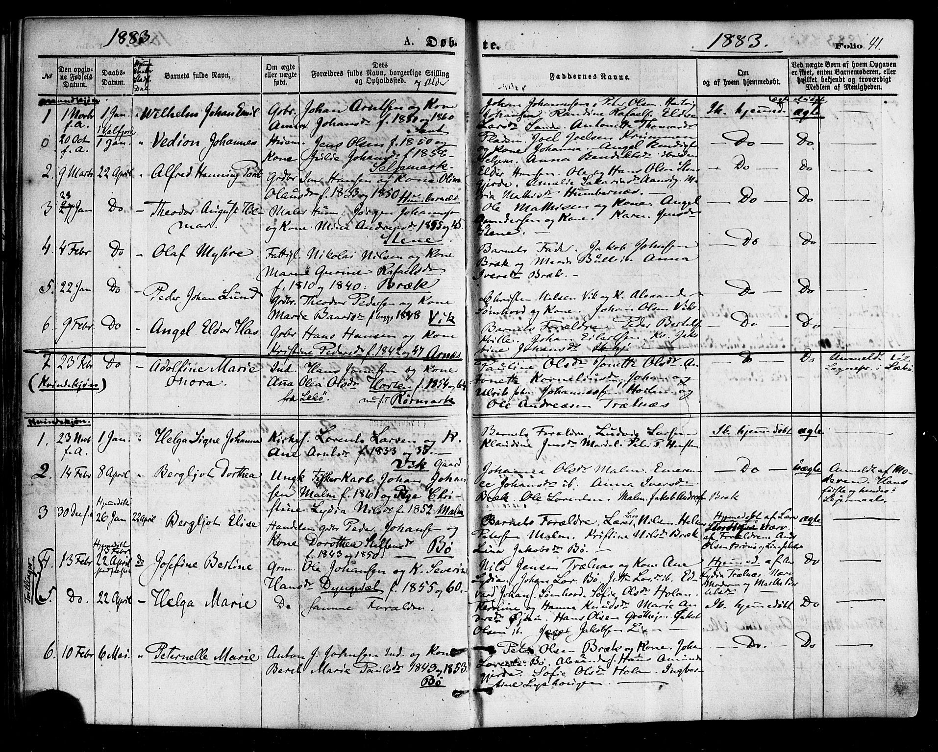 Ministerialprotokoller, klokkerbøker og fødselsregistre - Nordland, SAT/A-1459/812/L0177: Parish register (official) no. 812A06, 1875-1885, p. 41