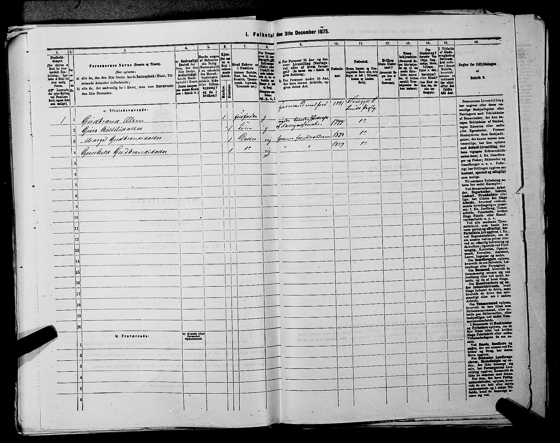 SAKO, 1875 census for 0820P Lunde, 1875, p. 944