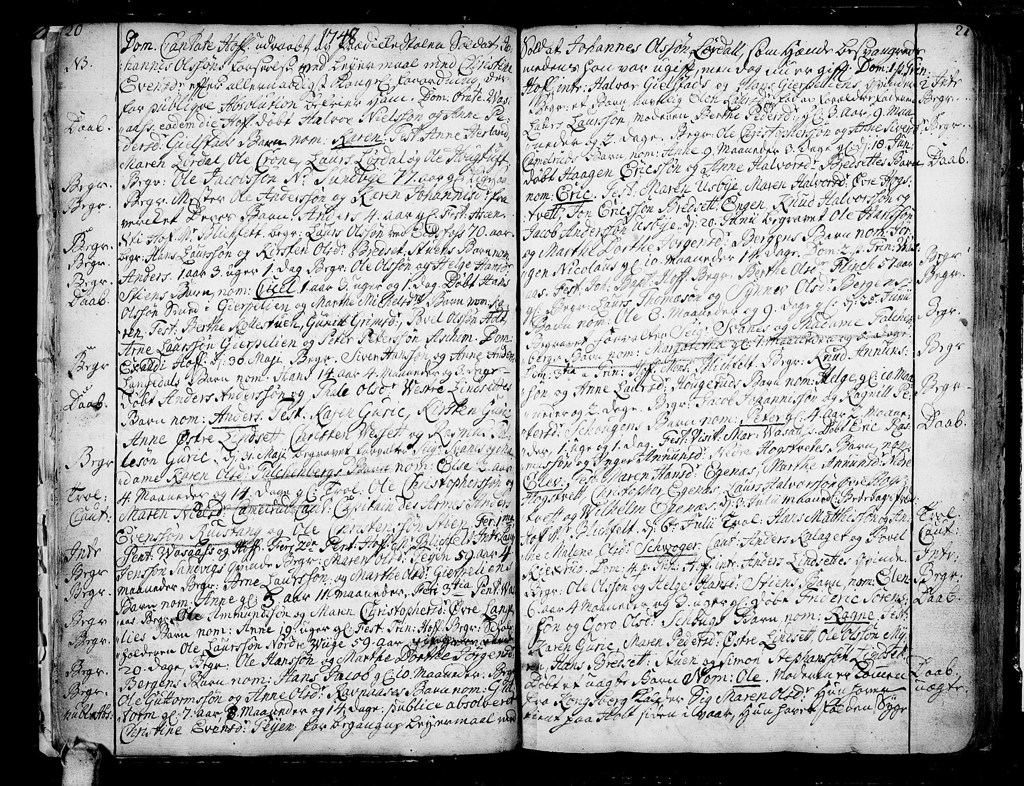 Hof kirkebøker, AV/SAKO-A-64/F/Fa/L0002: Parish register (official) no. I 2, 1746-1781, p. 20-21